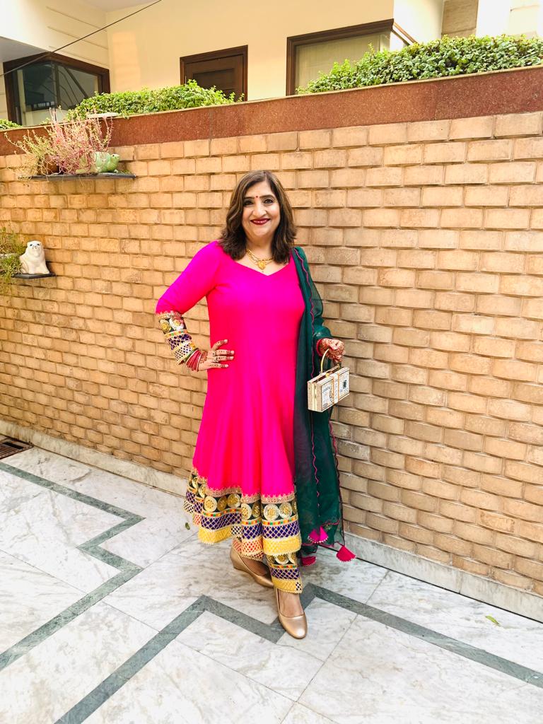 Hot Pink Raw Silk Anarkali Suit