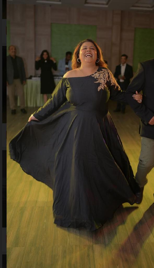 Black One Shoulder Embroidered Gown
