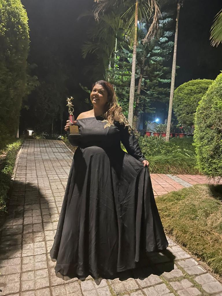 Black One Shoulder Embroidered Gown