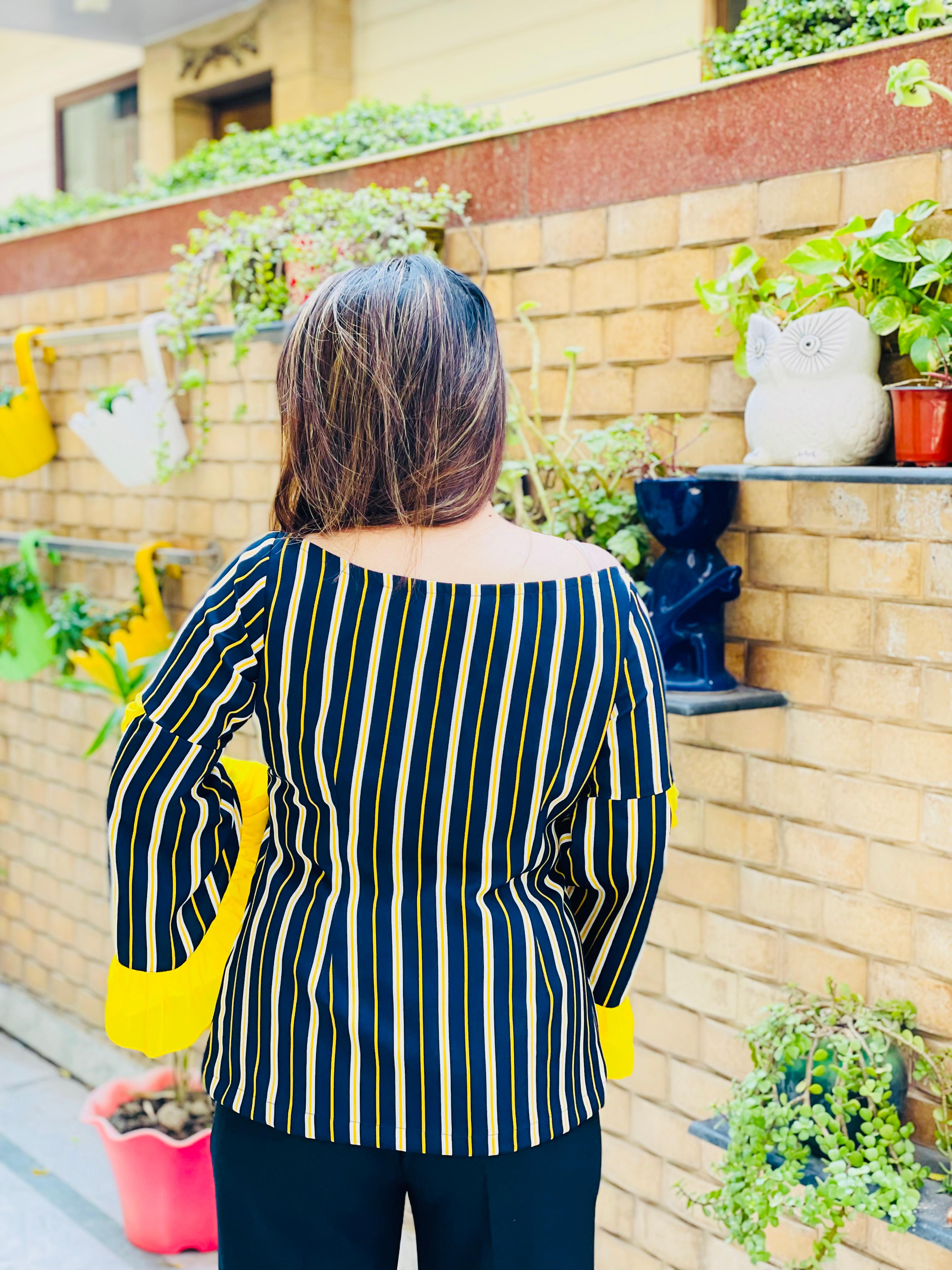 Yellow Blue Stripes Top