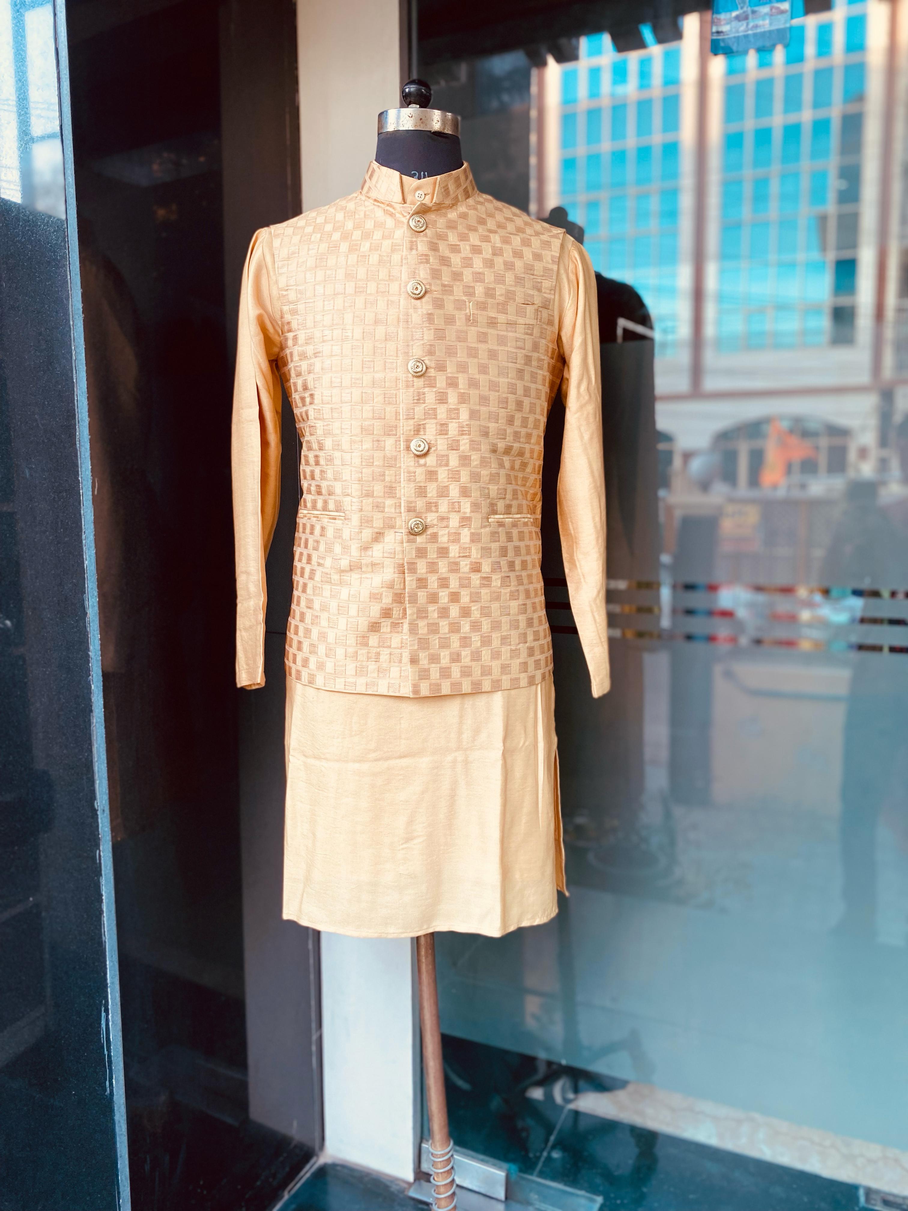 Menswear Gold Checks Waist Coat