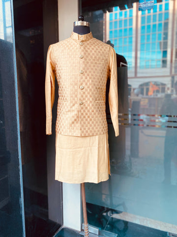 Menswear Gold Checks Waist Coat