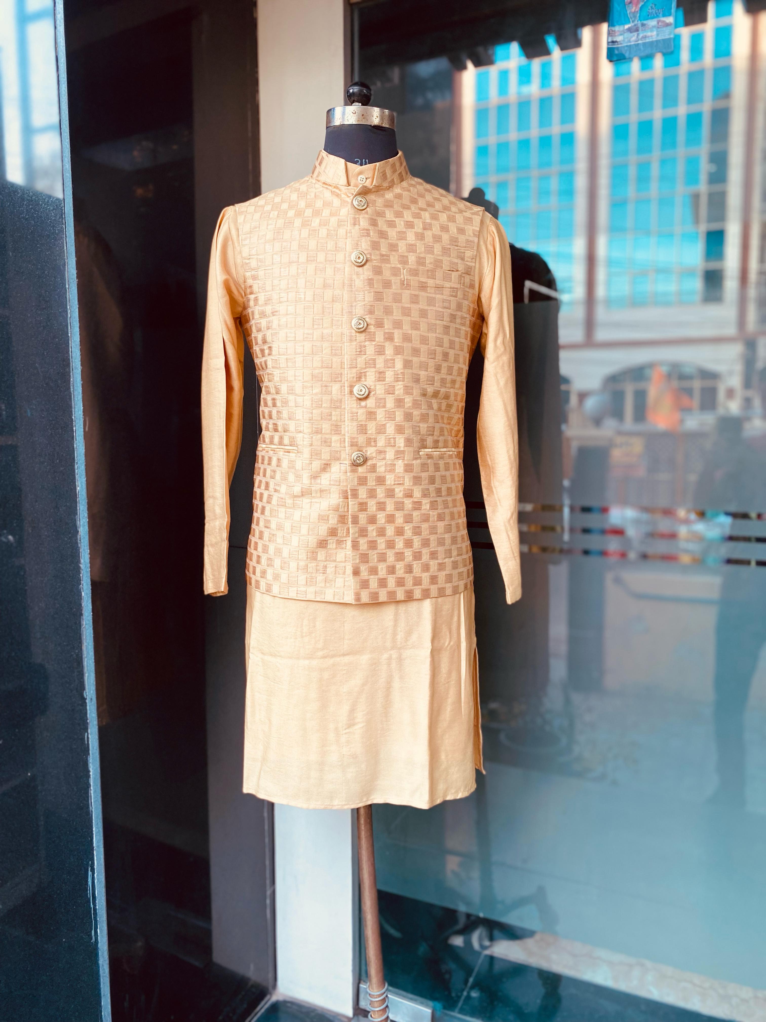 Menswear Gold Checks Waist Coat