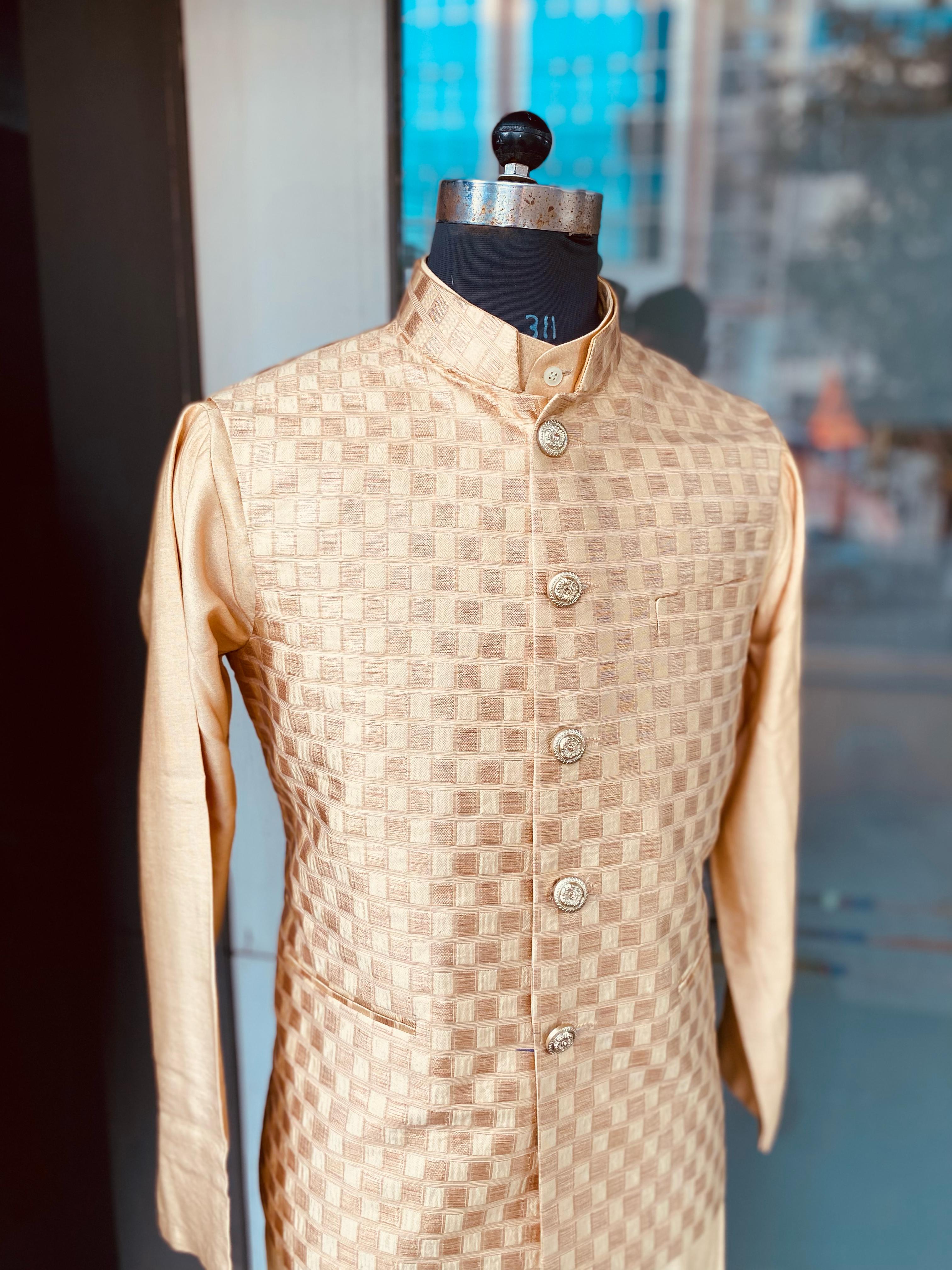 Menswear Gold Checks Waist Coat