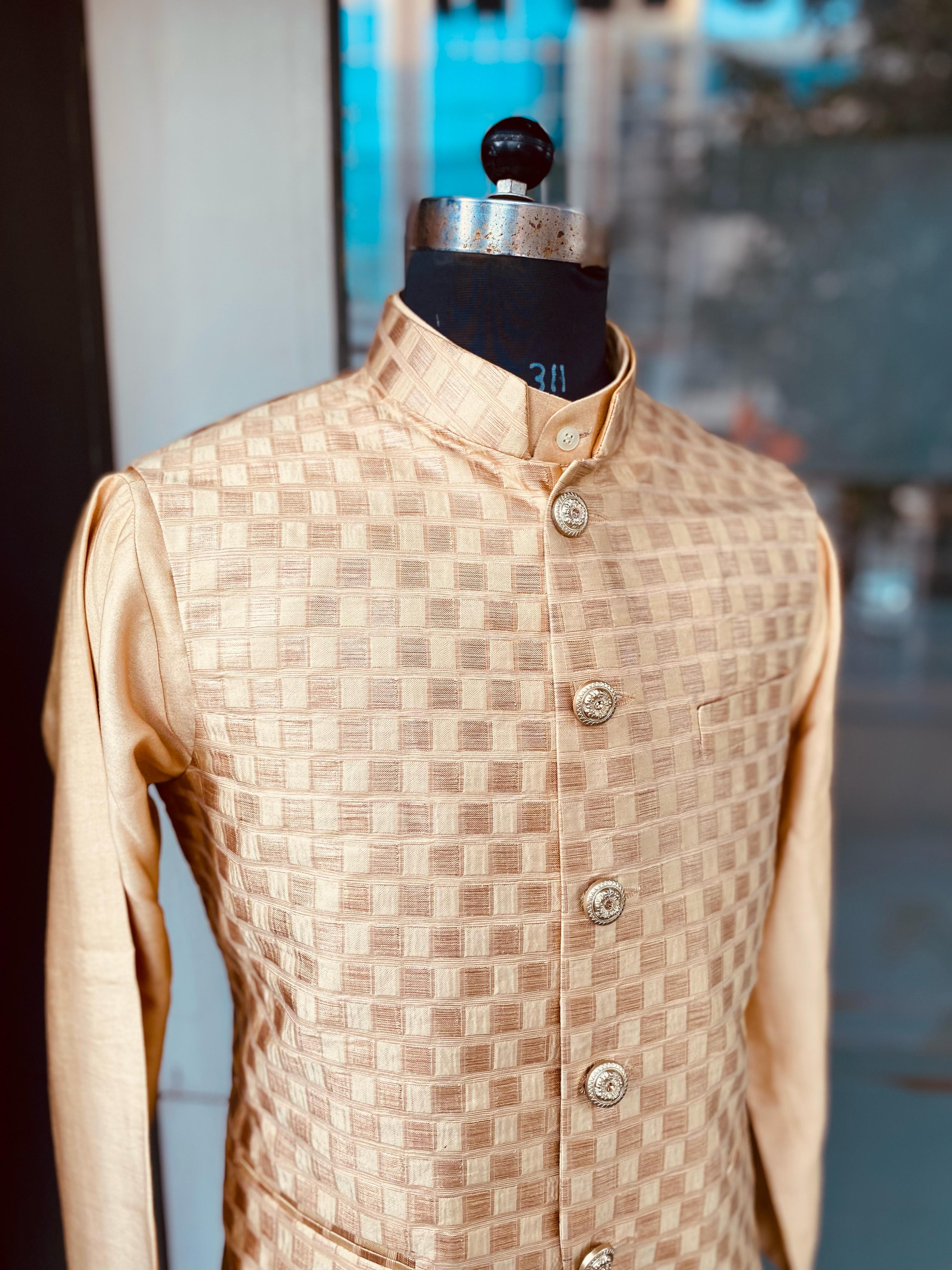 Menswear Gold Checks Waist Coat