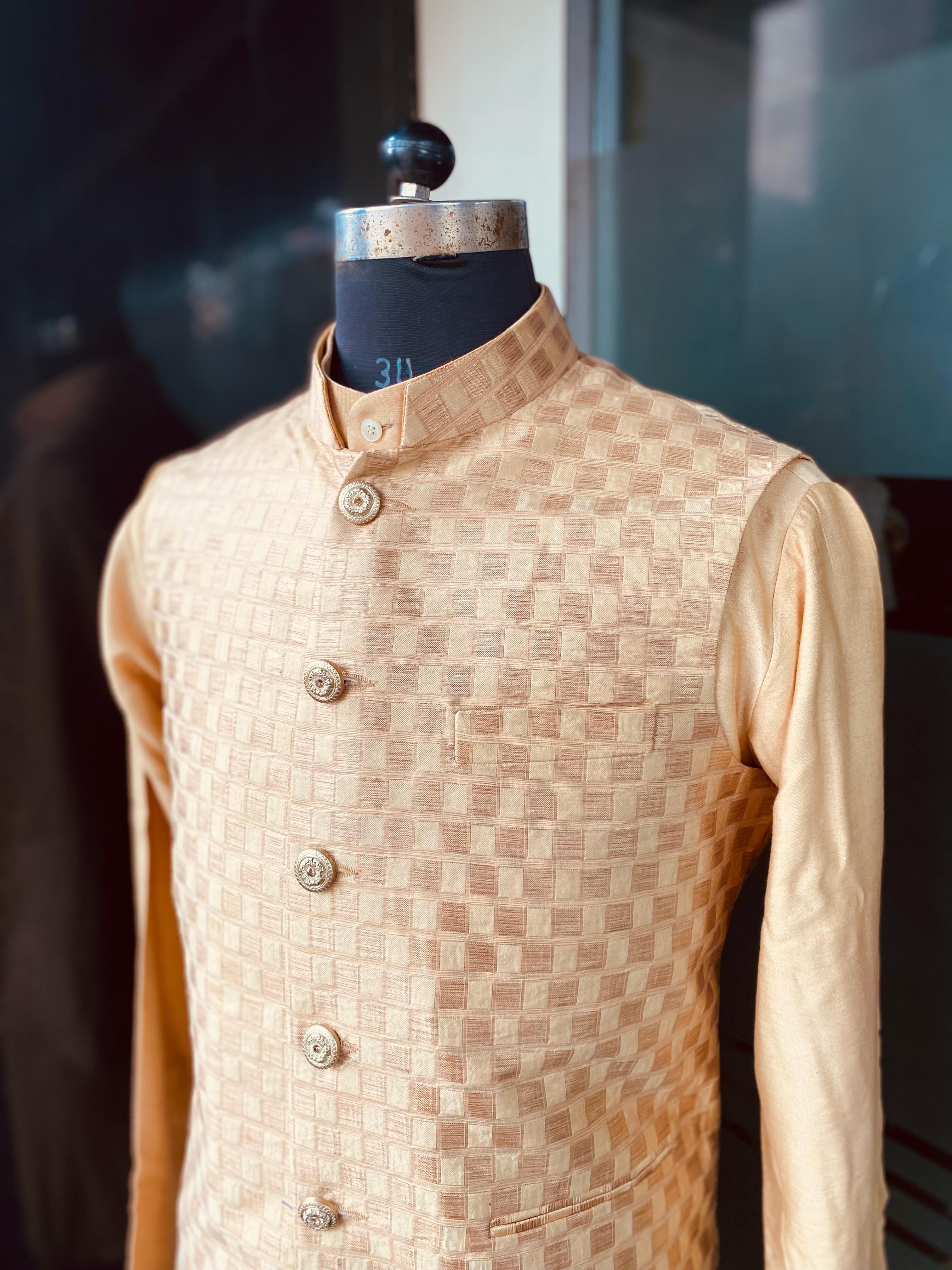 Menswear Gold Checks Waist Coat