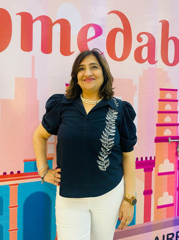 Navy Blue Hand Embroidered Top