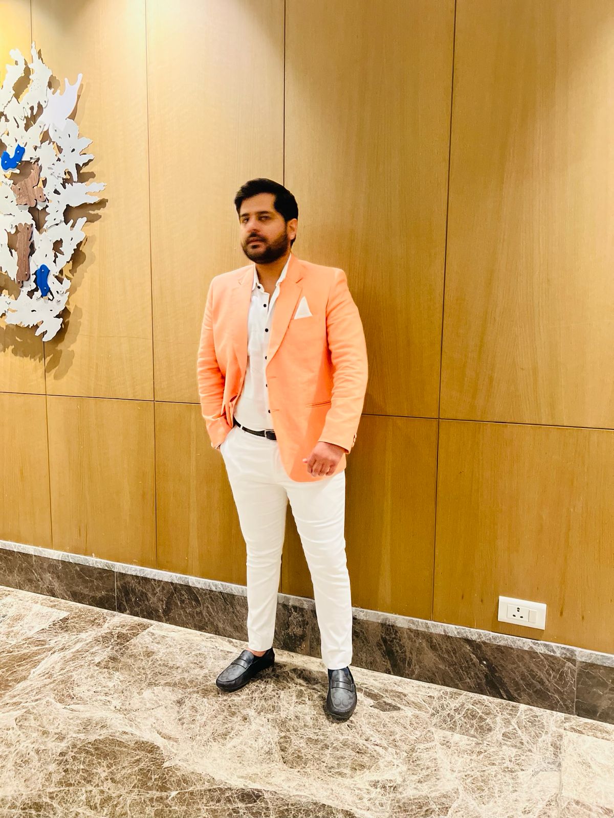 Menswear Peach Linen Blazer