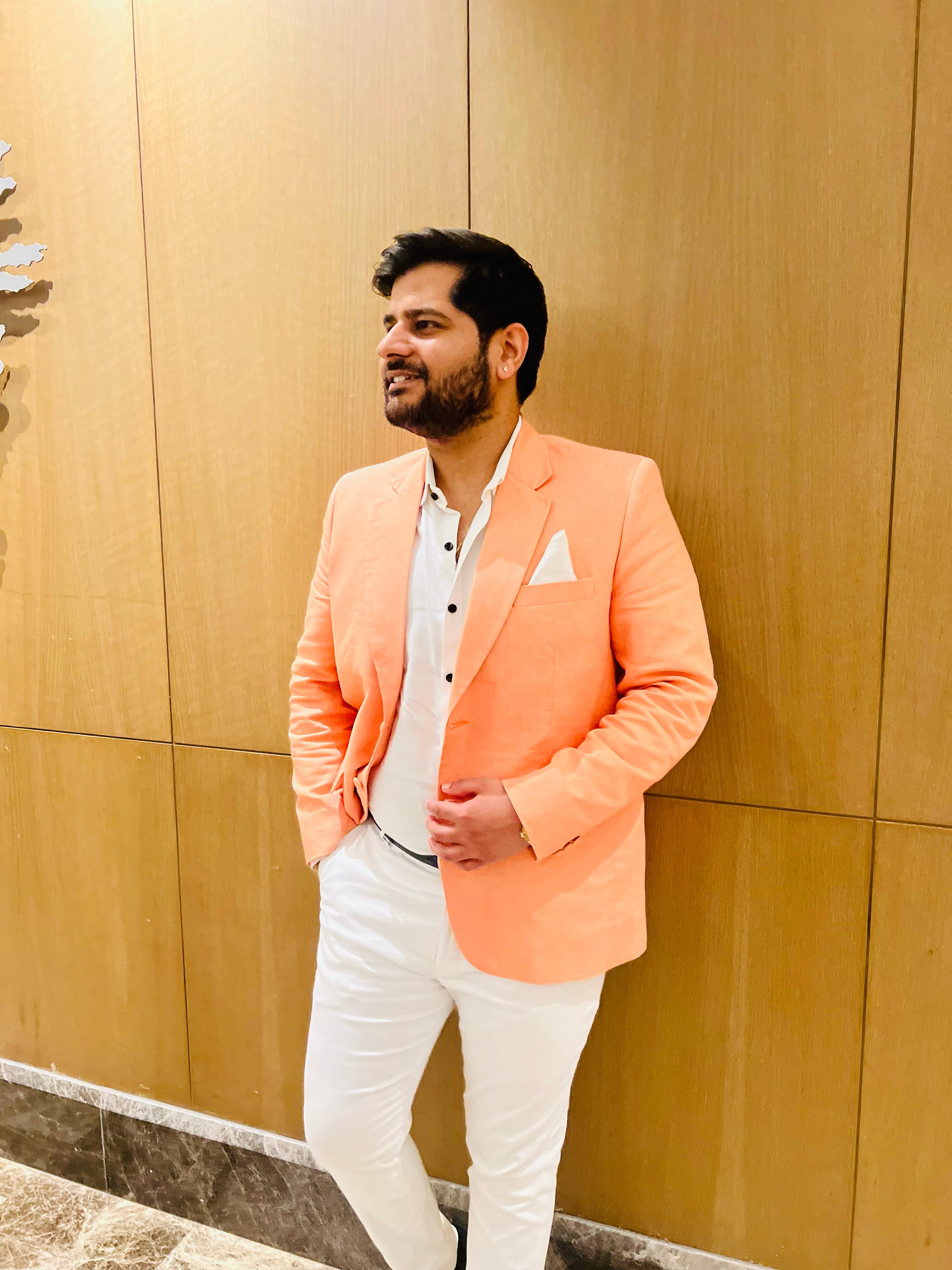 Menswear Peach Linen Blazer