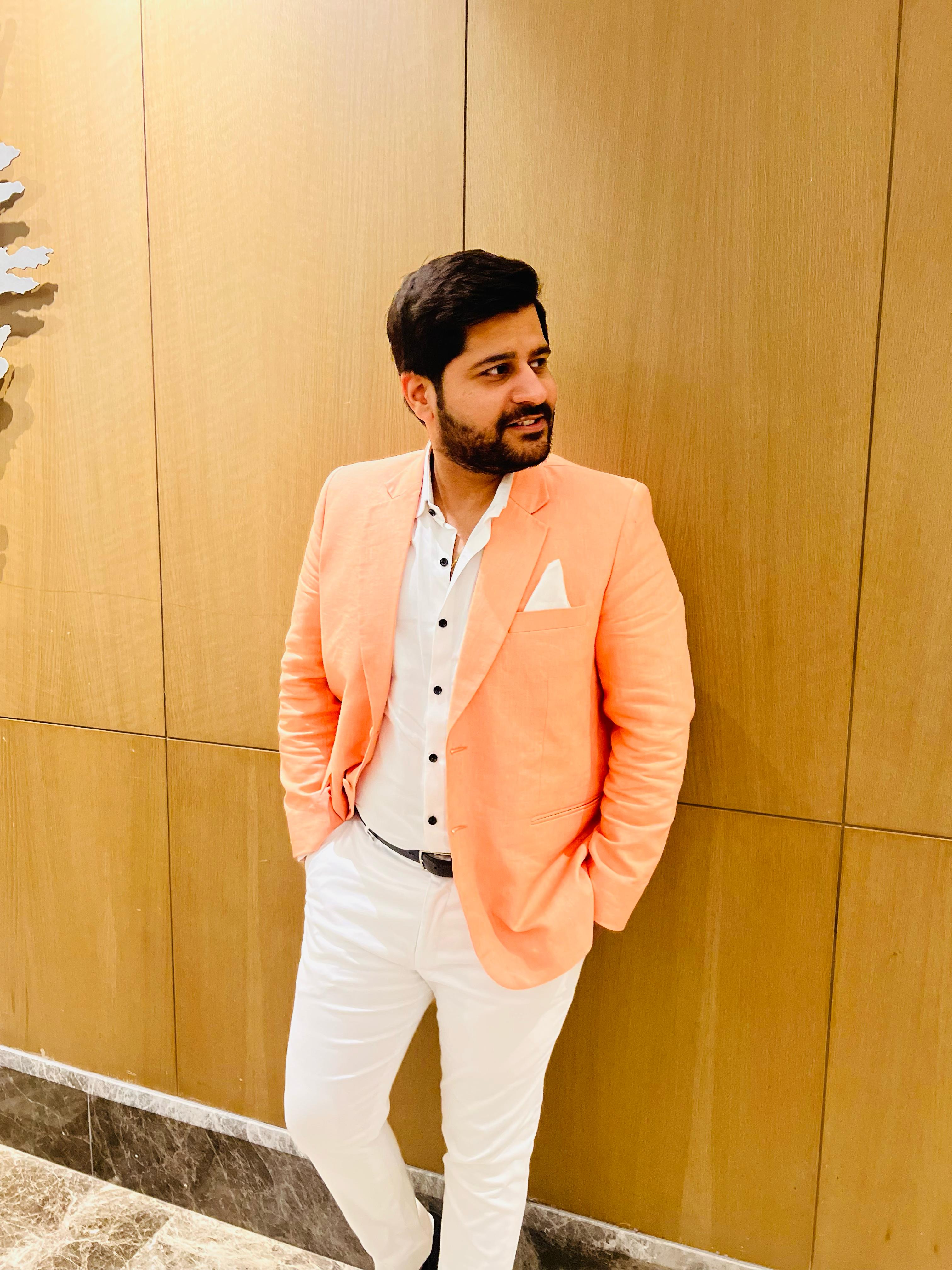 Menswear Peach Linen Blazer