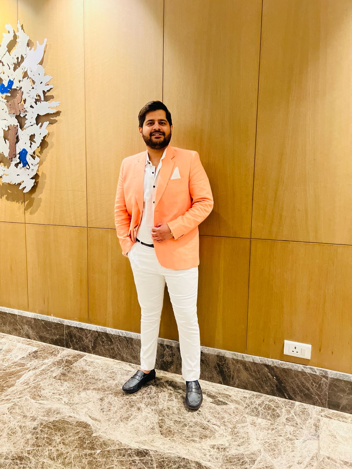 Menswear Peach Linen Blazer