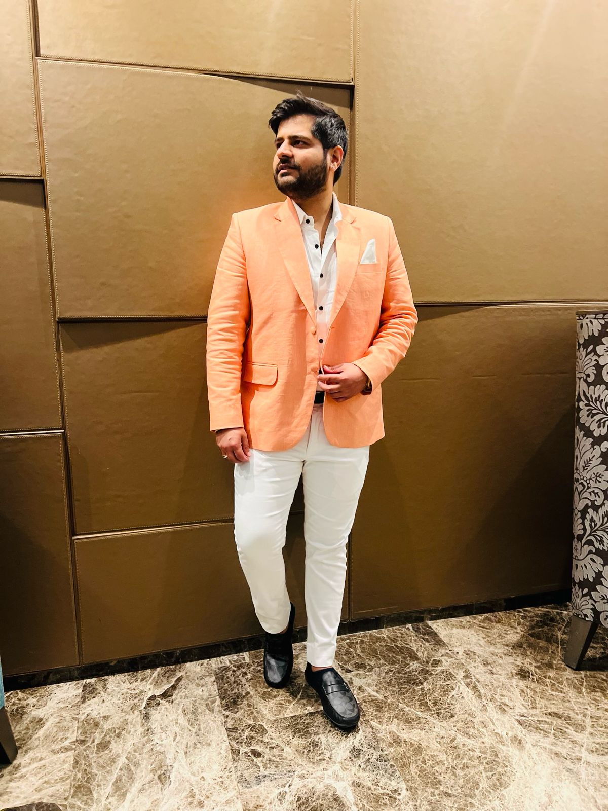 Menswear Peach Linen Blazer