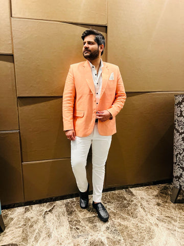 Menswear Peach Linen Blazer