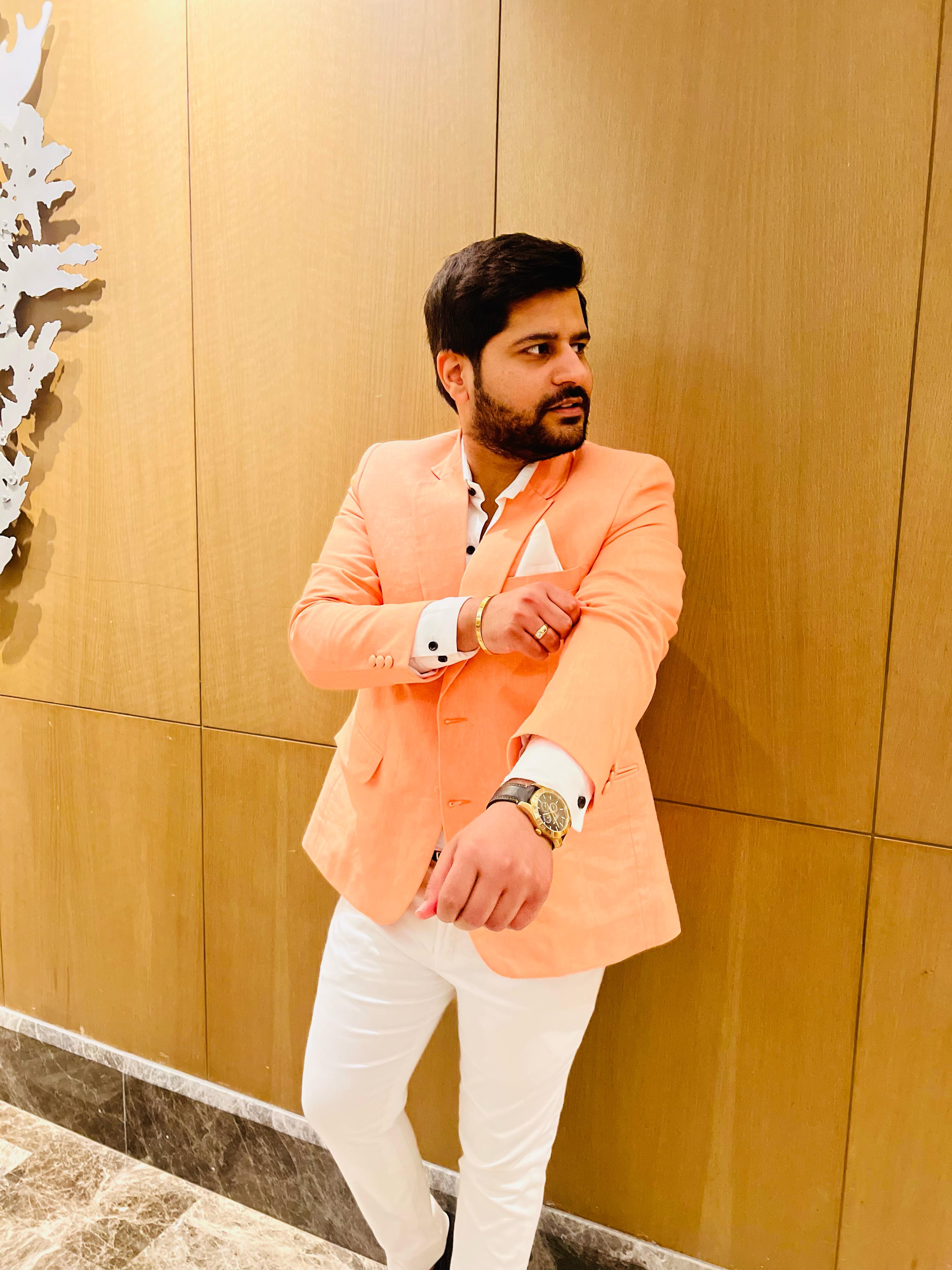 Menswear Peach Linen Blazer