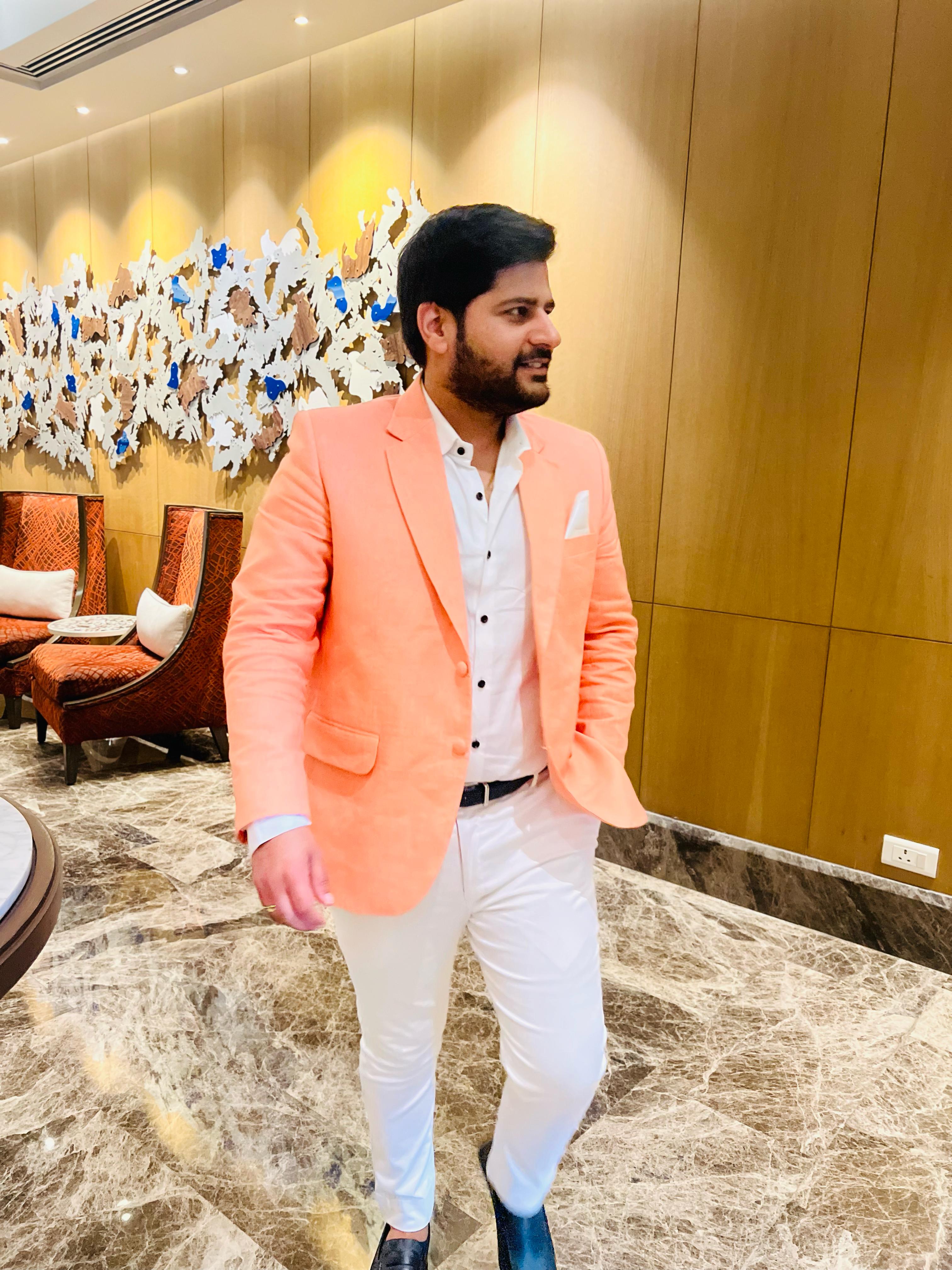 Menswear Peach Linen Blazer