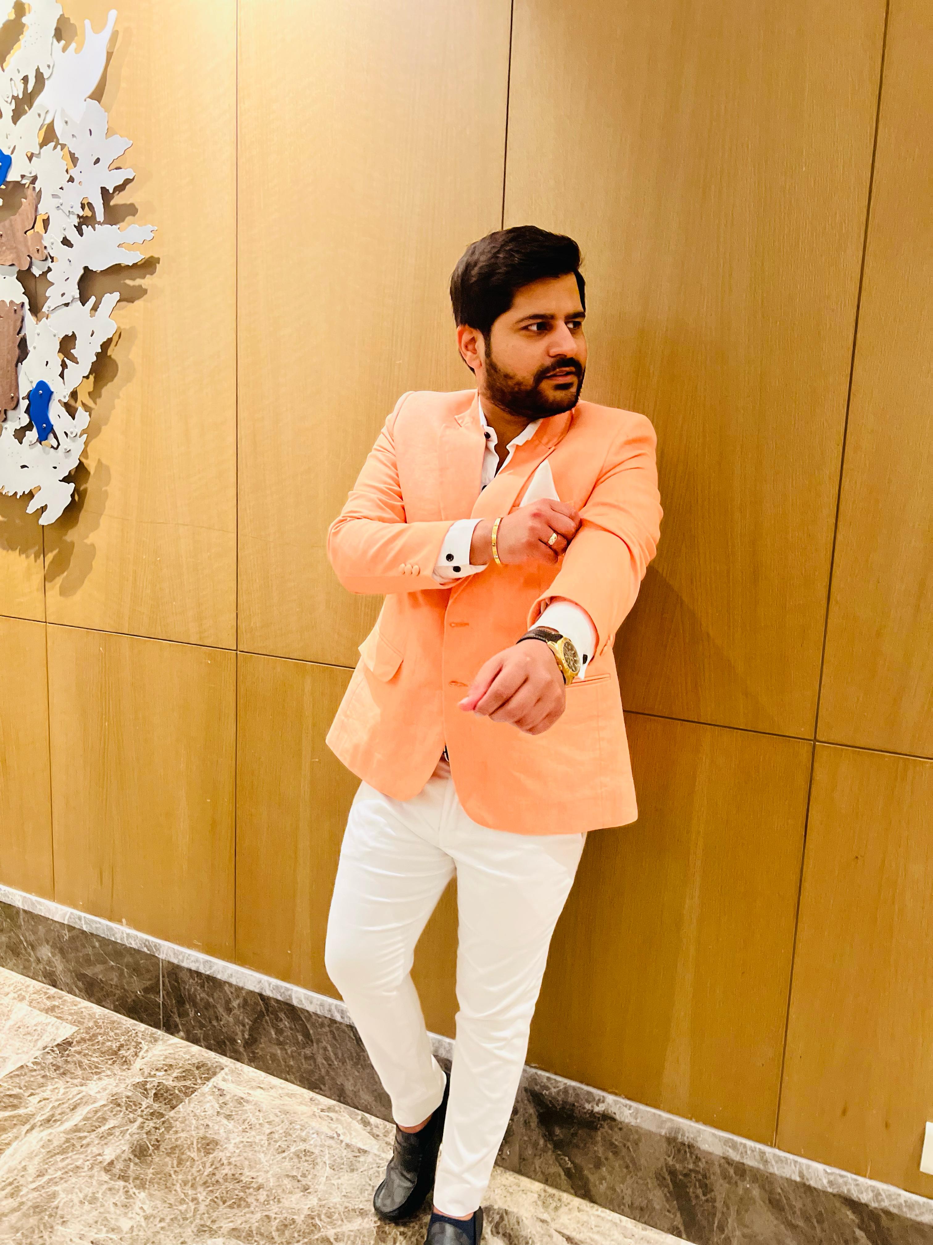Menswear Peach Linen Blazer