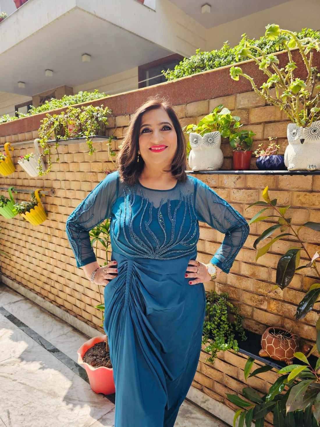 Peacock Hand Embroidered Drape