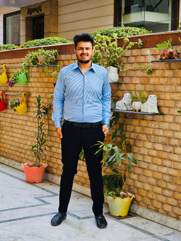 Menswear Galaxy Blue Embroidered Shirt