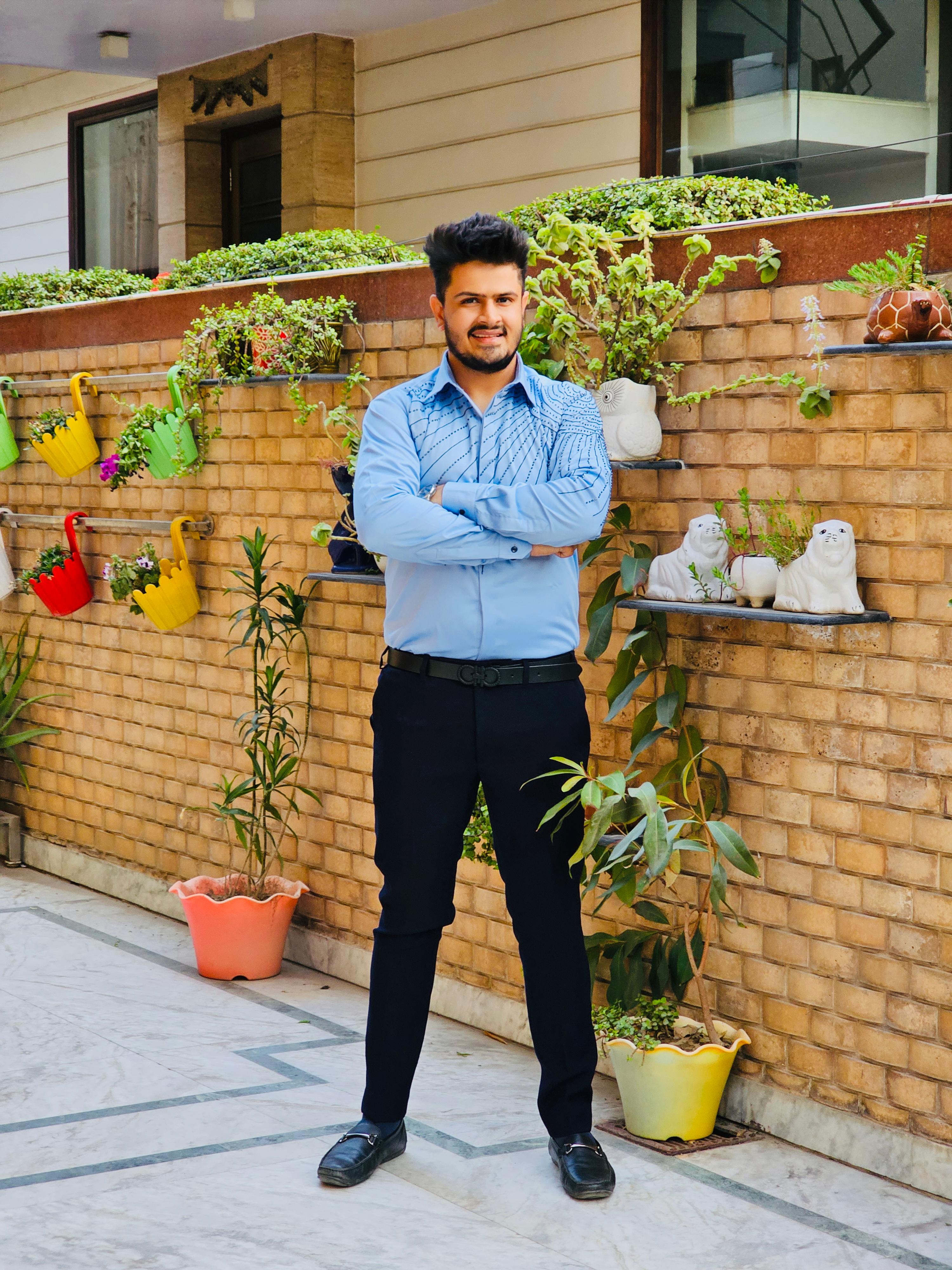 Menswear Galaxy Blue Embroidered Shirt