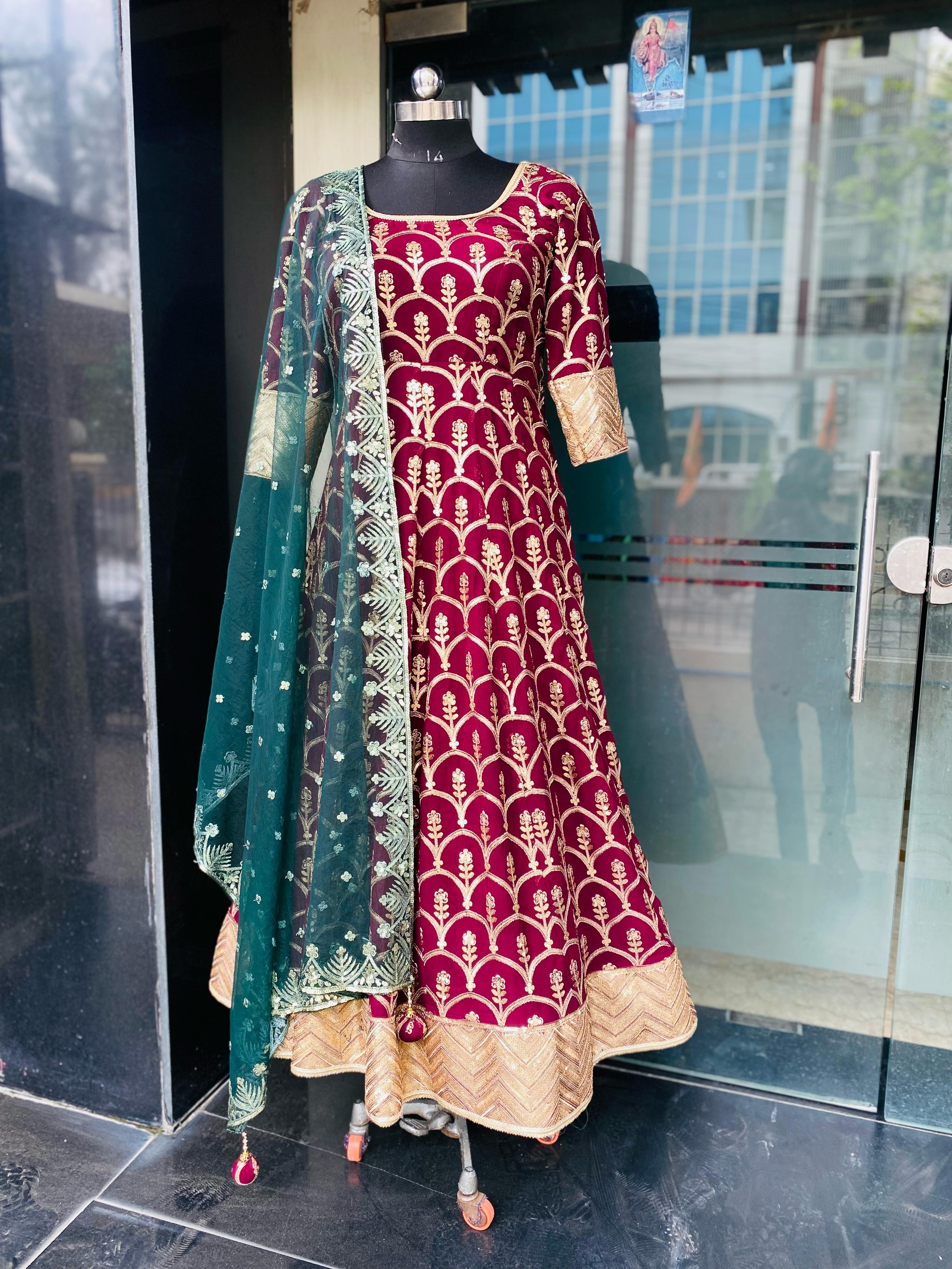 Wine Bridal Anarkali