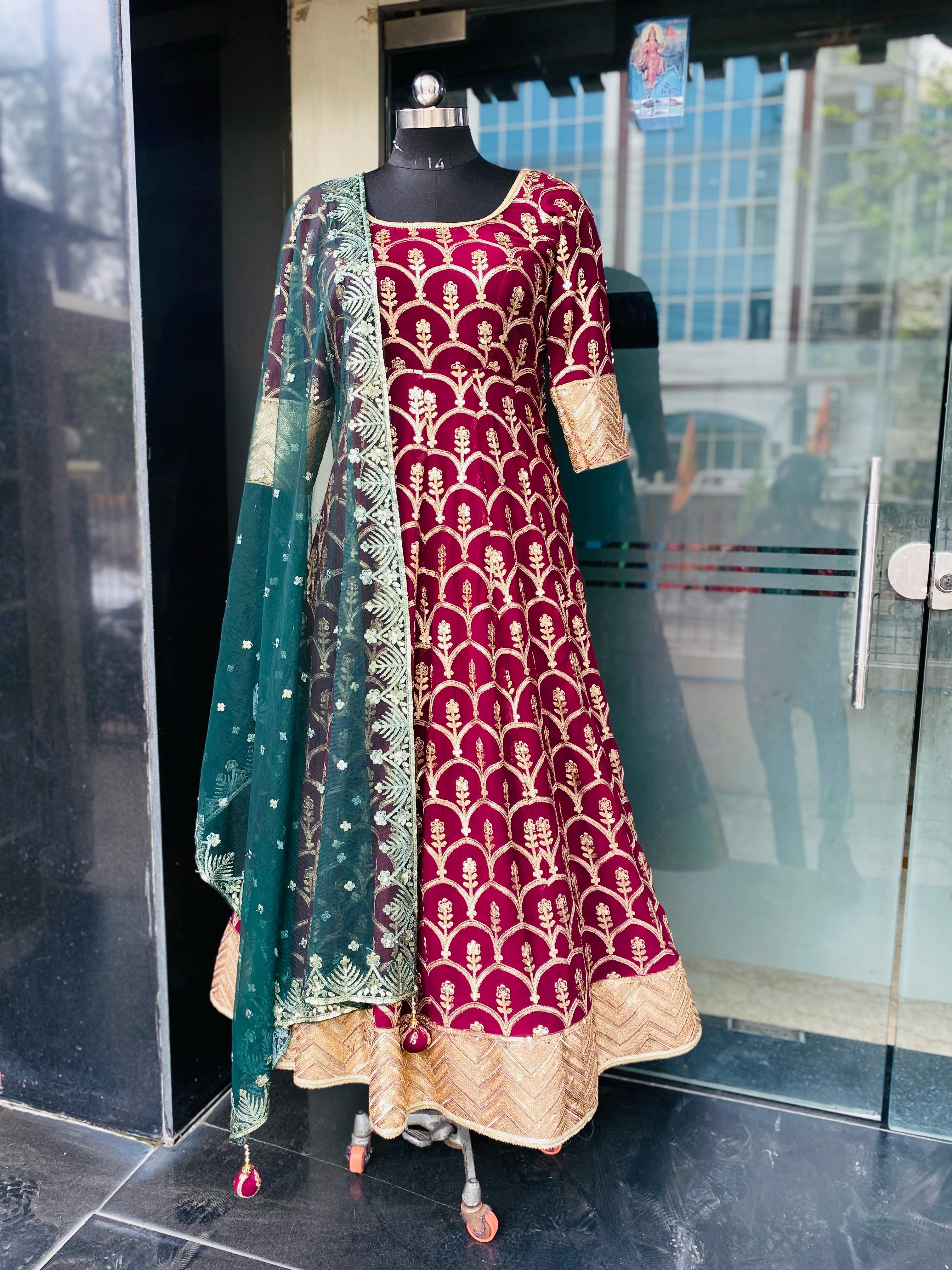 Wine Bridal Anarkali