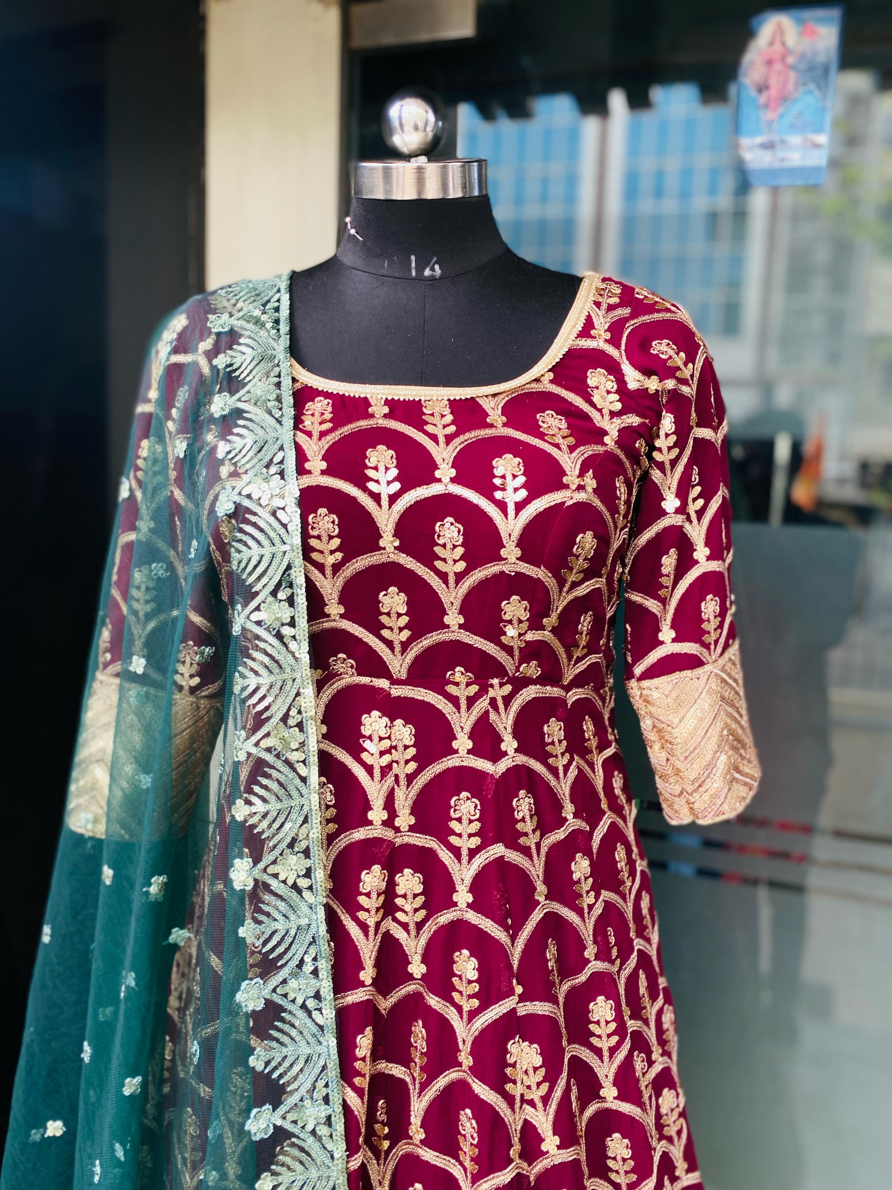 Wine Bridal Anarkali