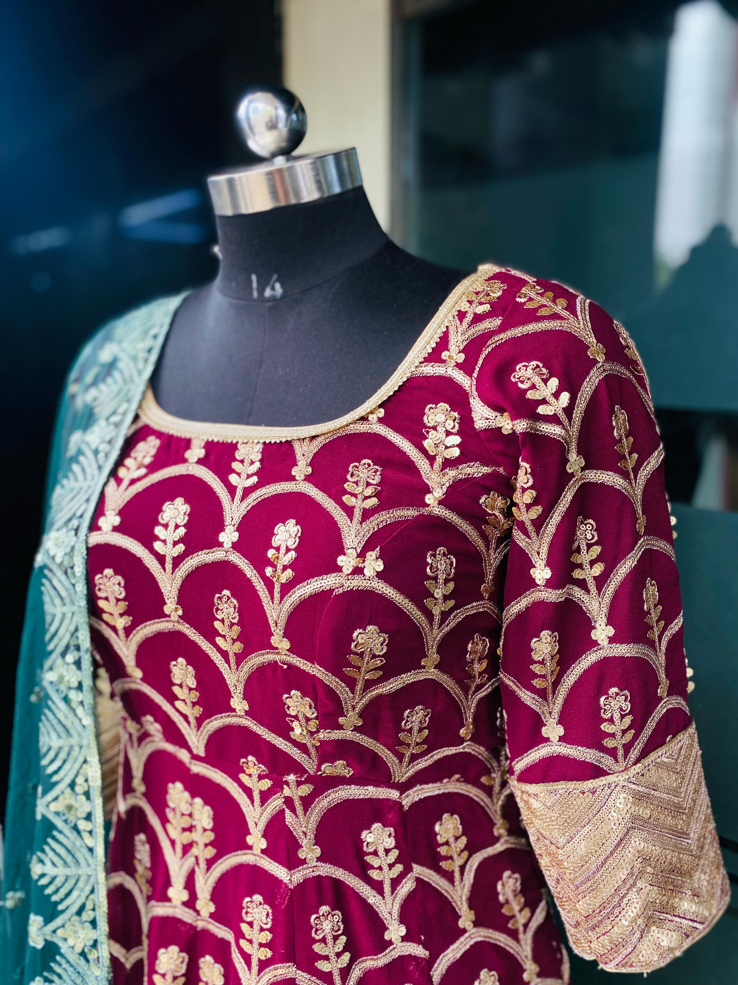 Wine Bridal Anarkali