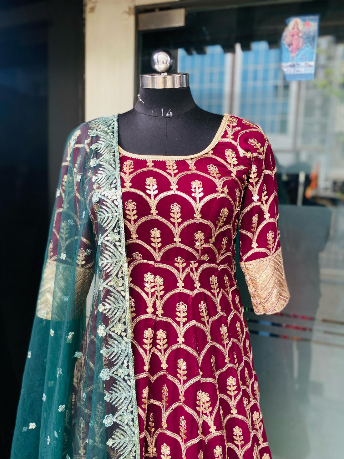 Wine Bridal Anarkali