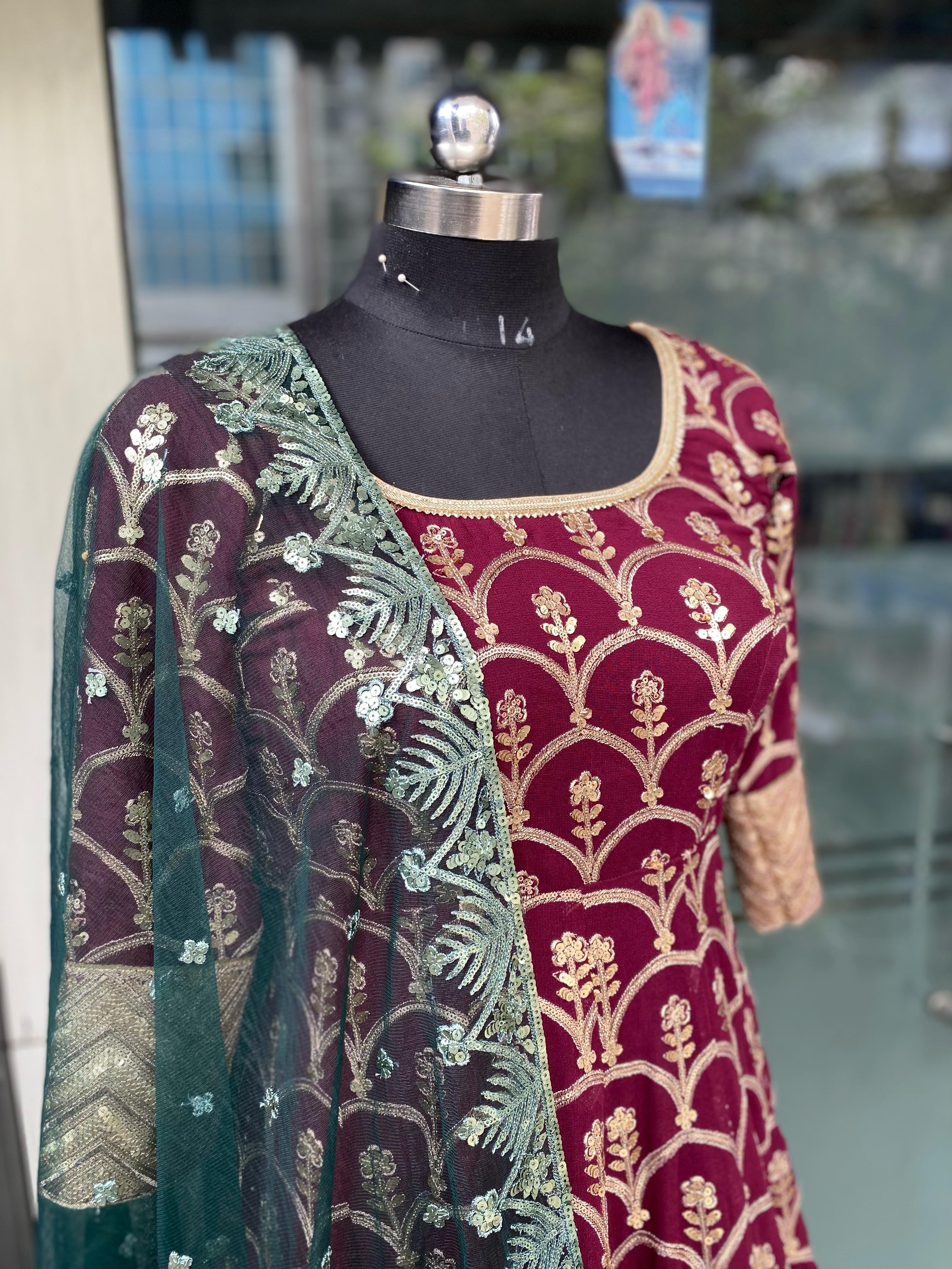 Wine Bridal Anarkali