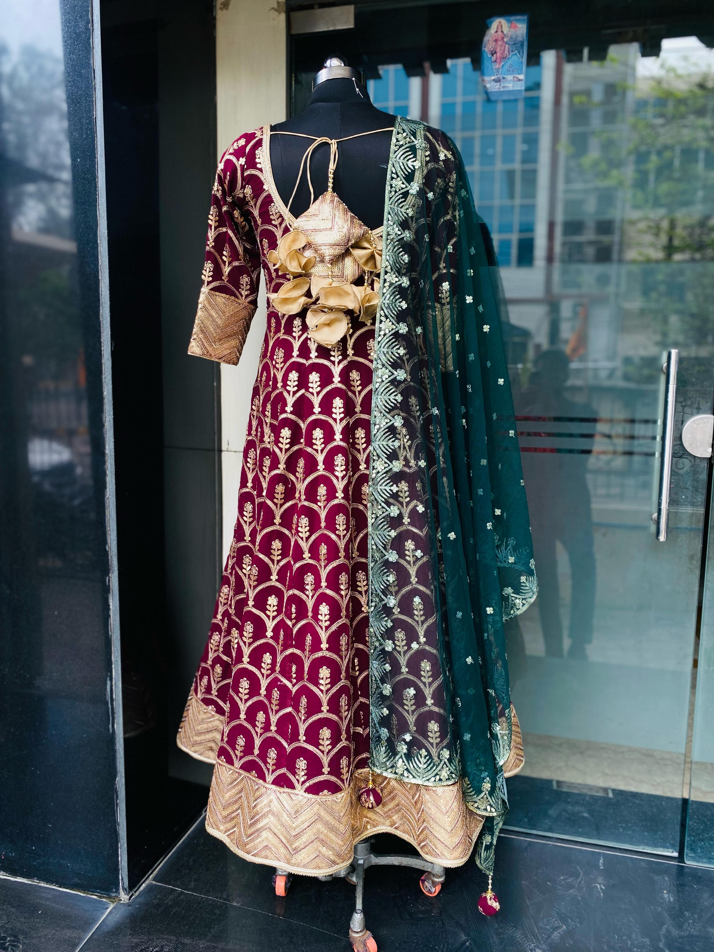 Wine Bridal Anarkali