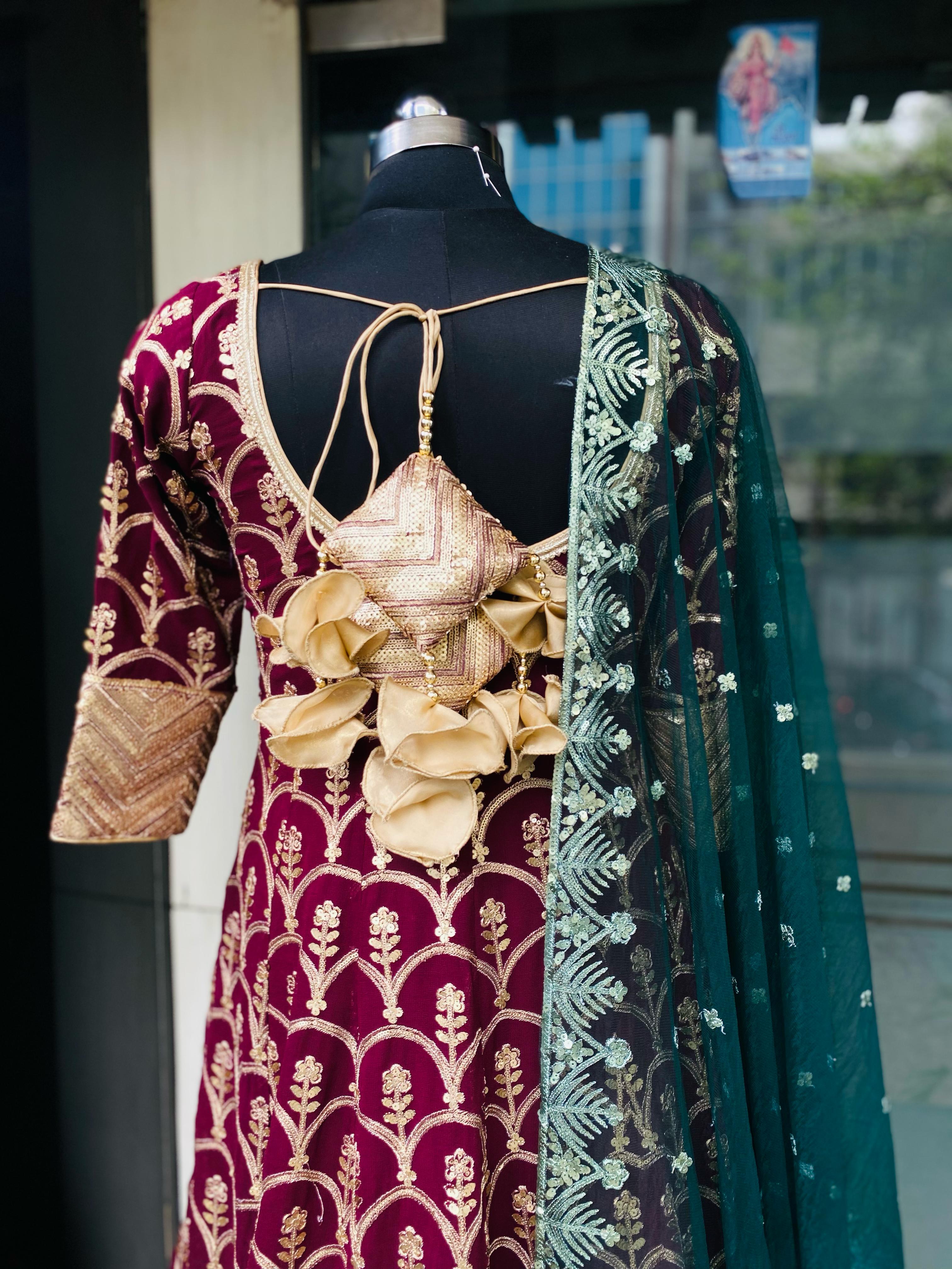 Wine Bridal Anarkali