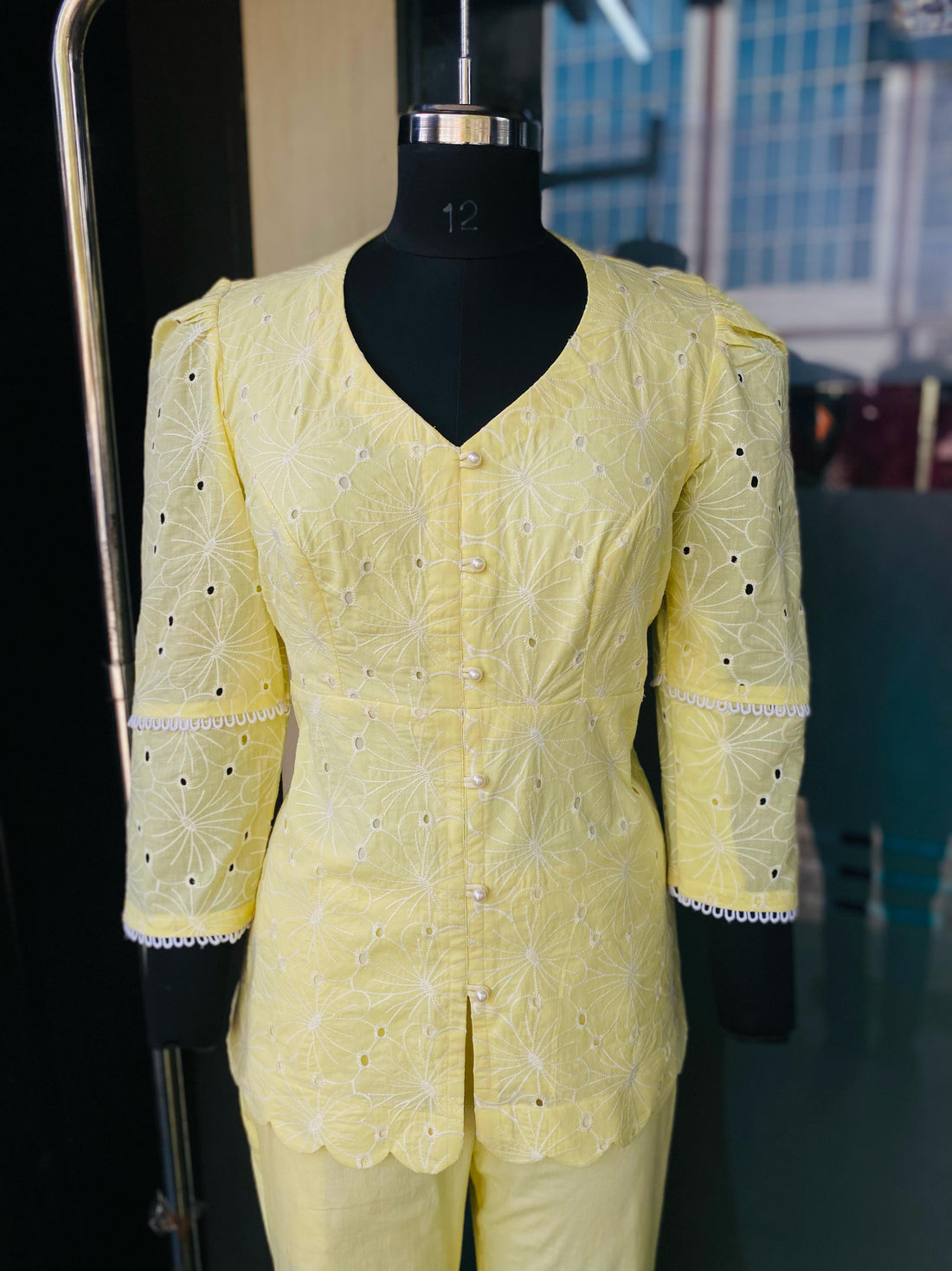 Lemon Hakoba Chikan Cotton Co-Ord