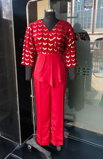 Maroon Embroidered Co-Ord