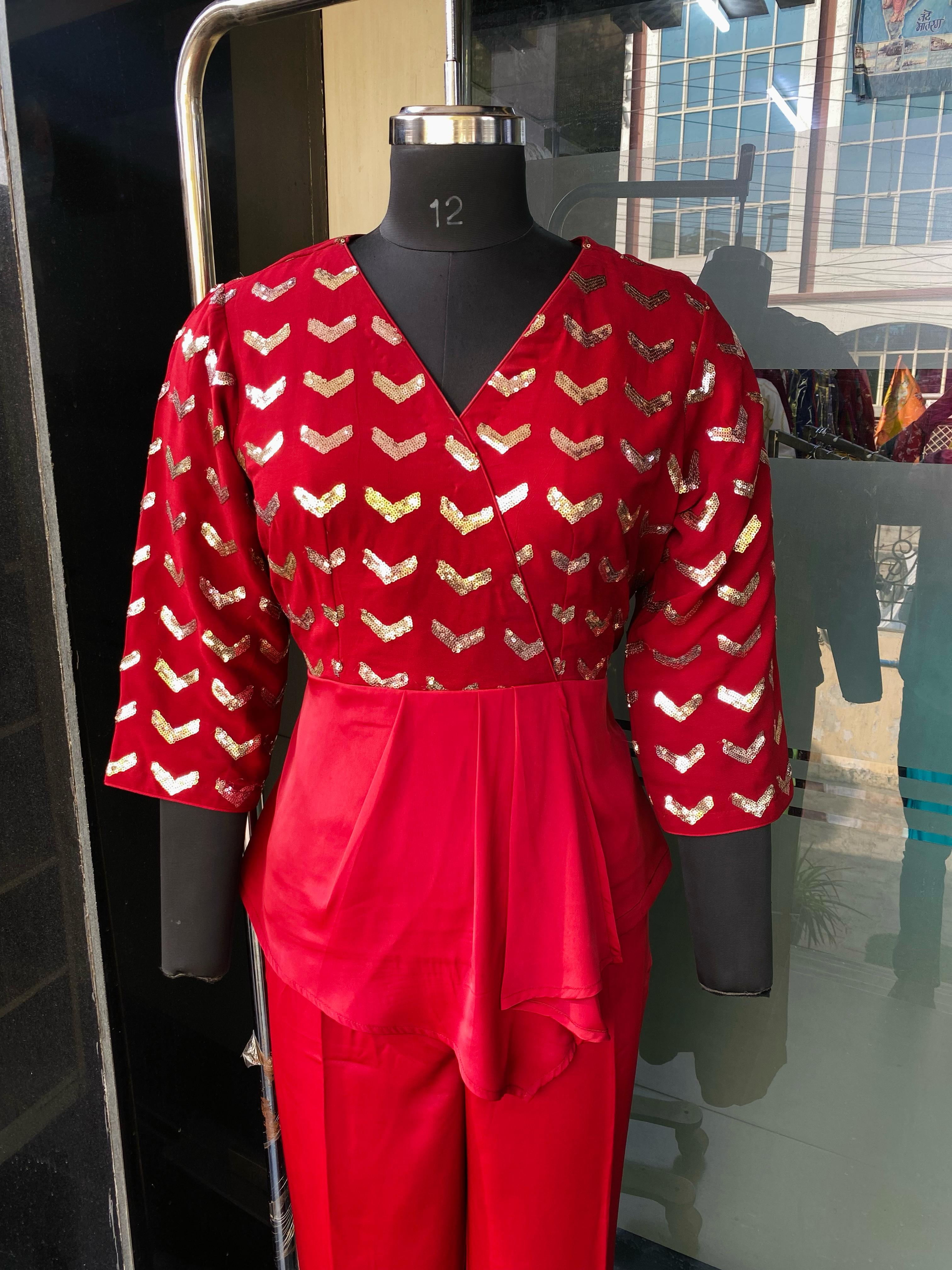 Maroon Embroidered Co-Ord