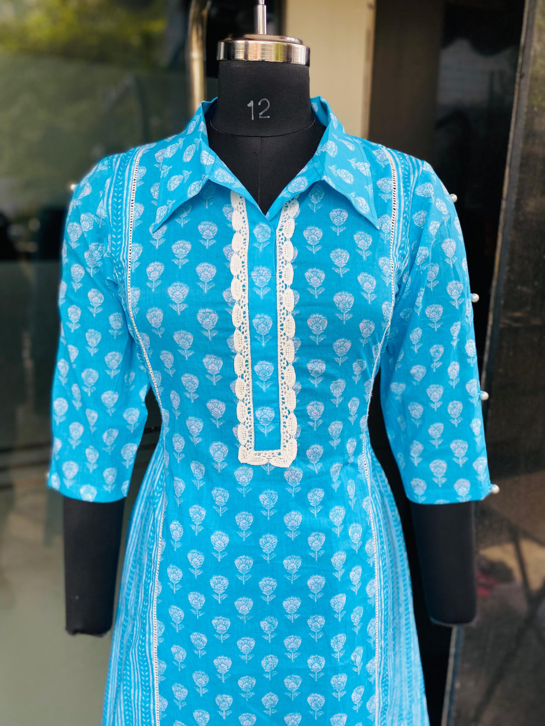 Turquoise Jaipuri Cotton Suit