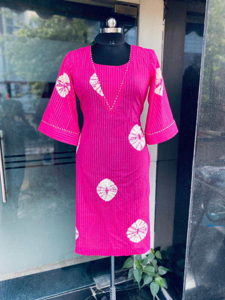Pink Batik Lurex cotton Kurti