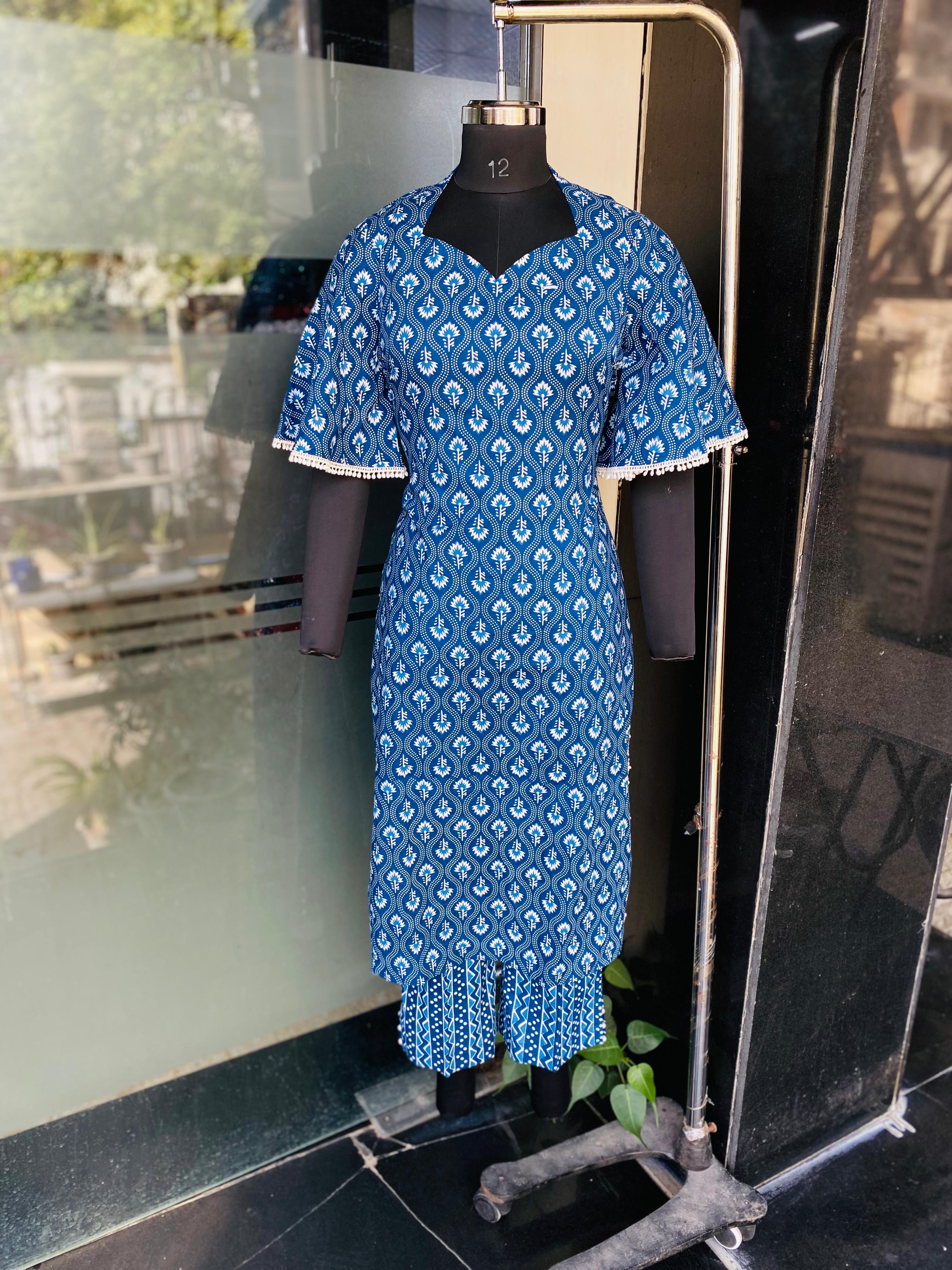 Blue Jaipuri Cotton Suit