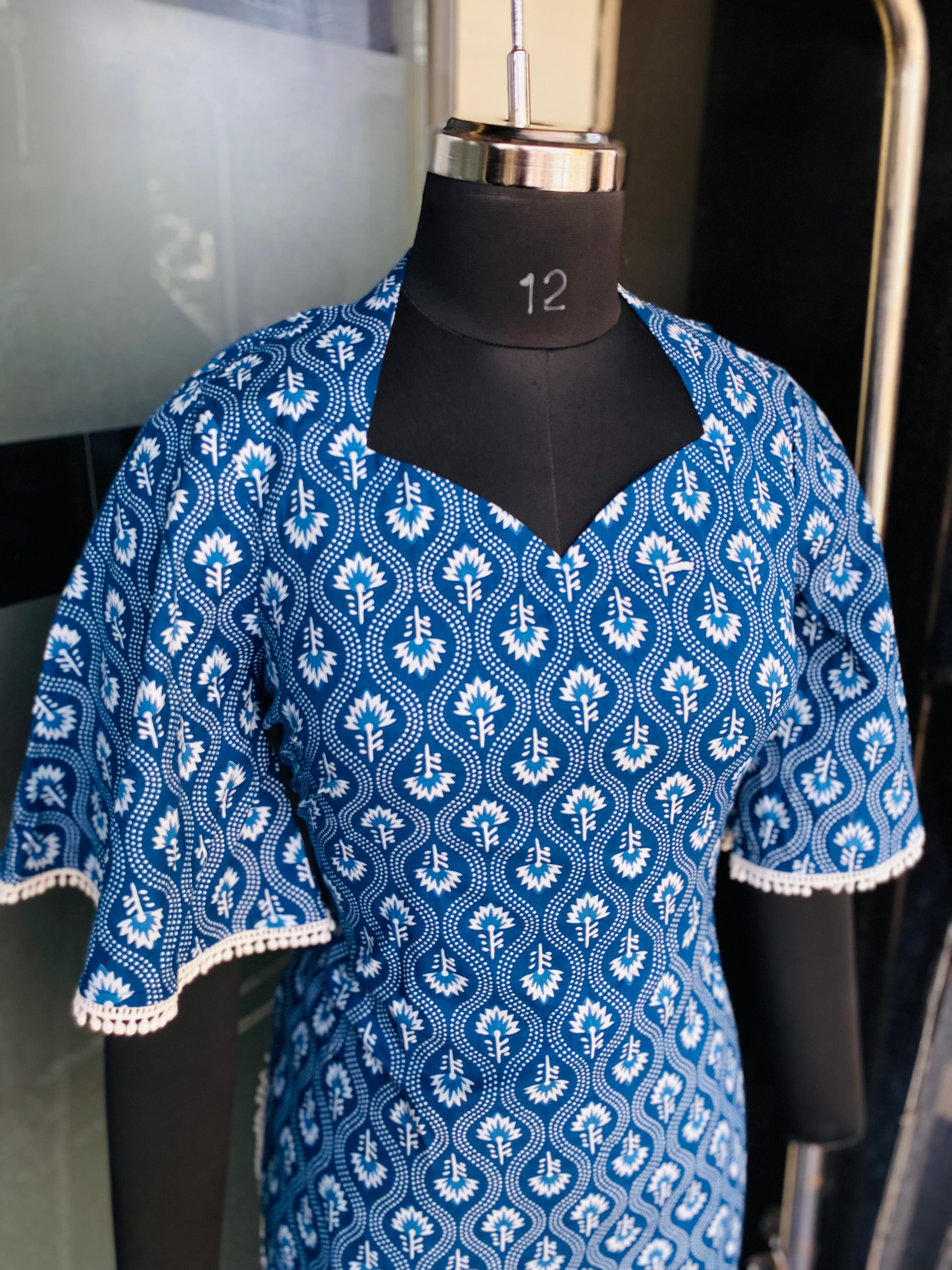 Blue Jaipuri Cotton Suit