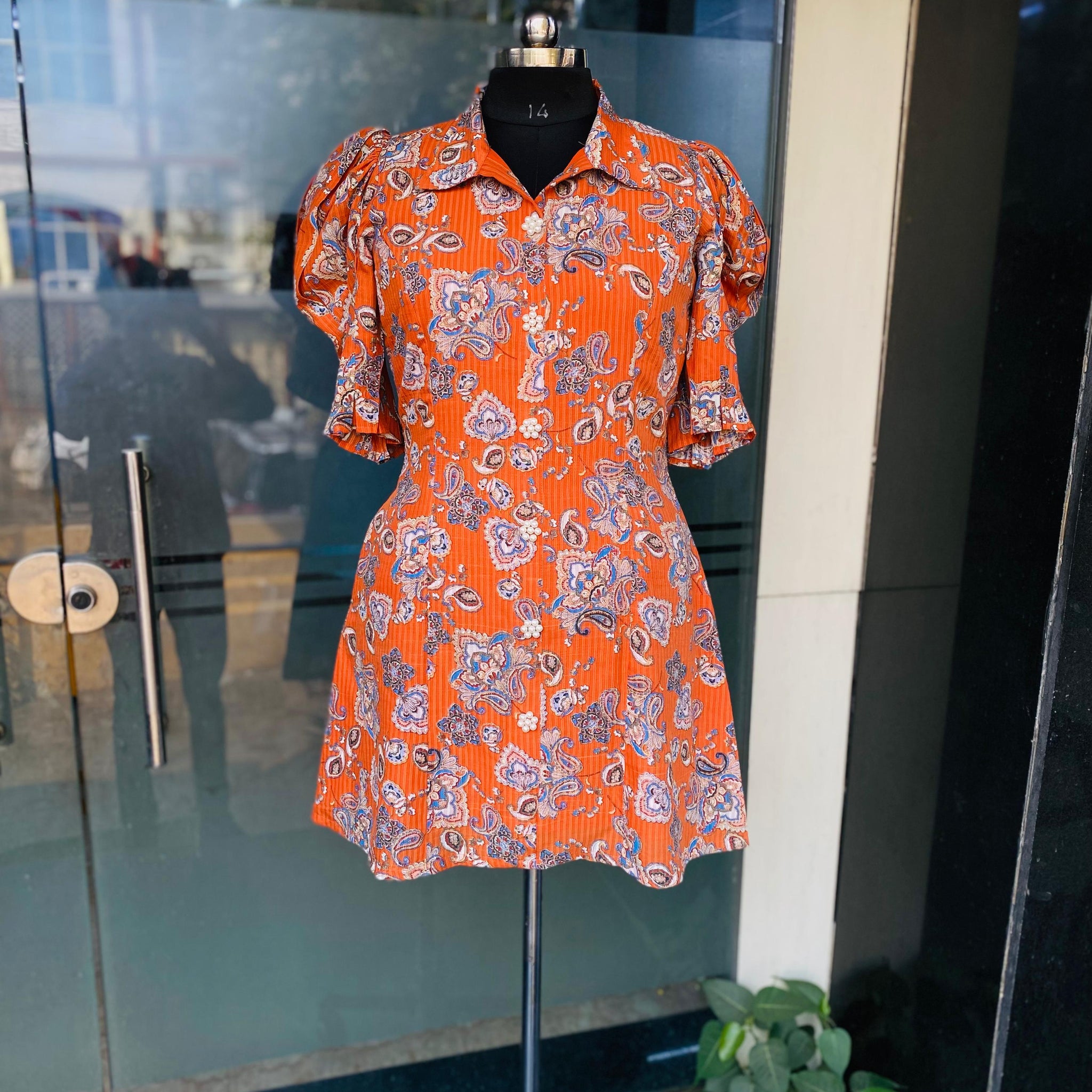 Orange Boho Shirt Dress