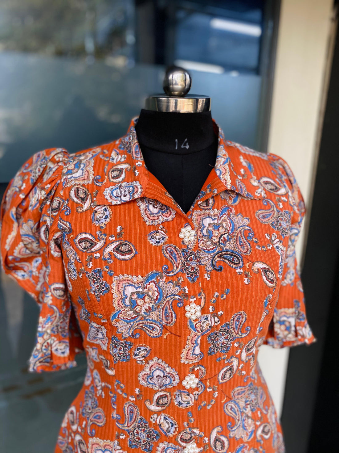 Orange Boho Shirt Dress