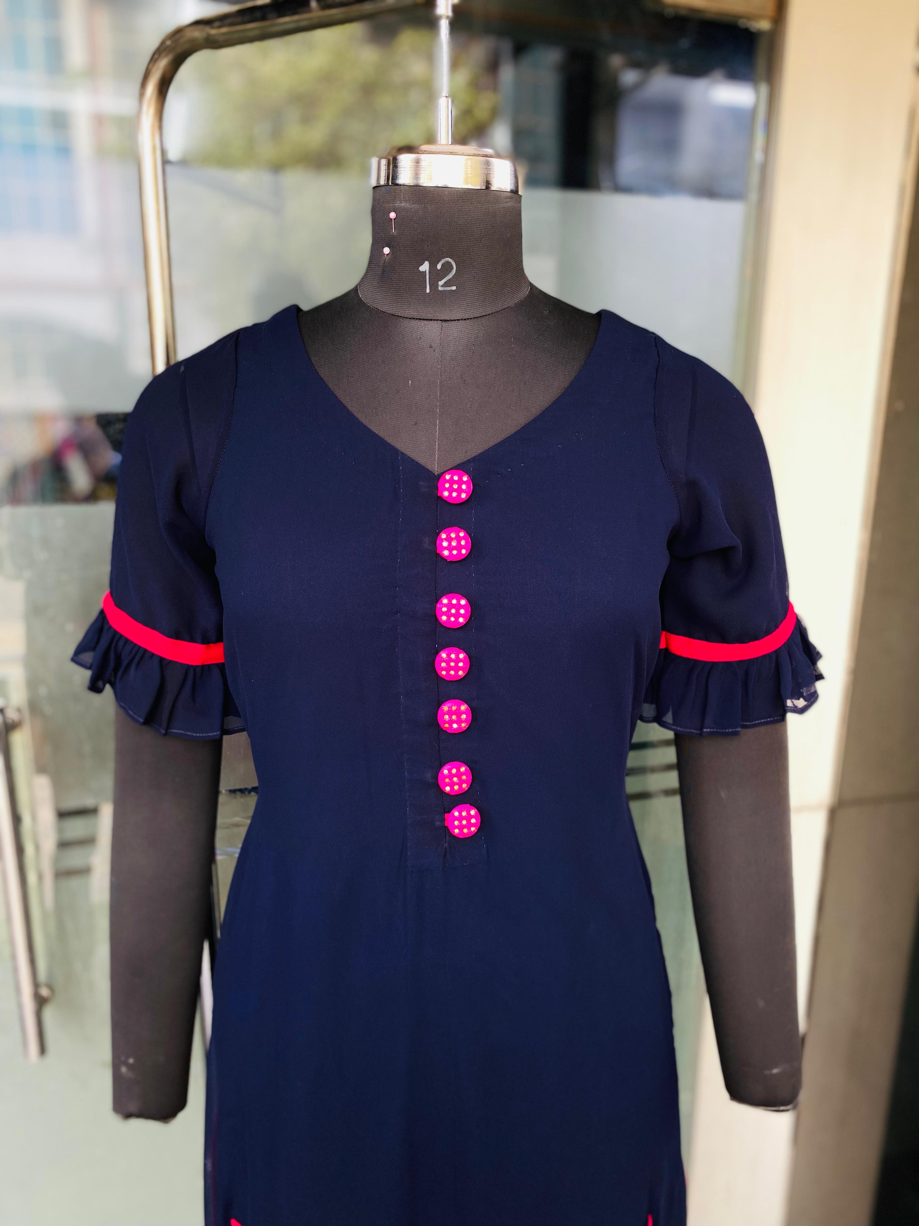 Navy Blue Flower Suit