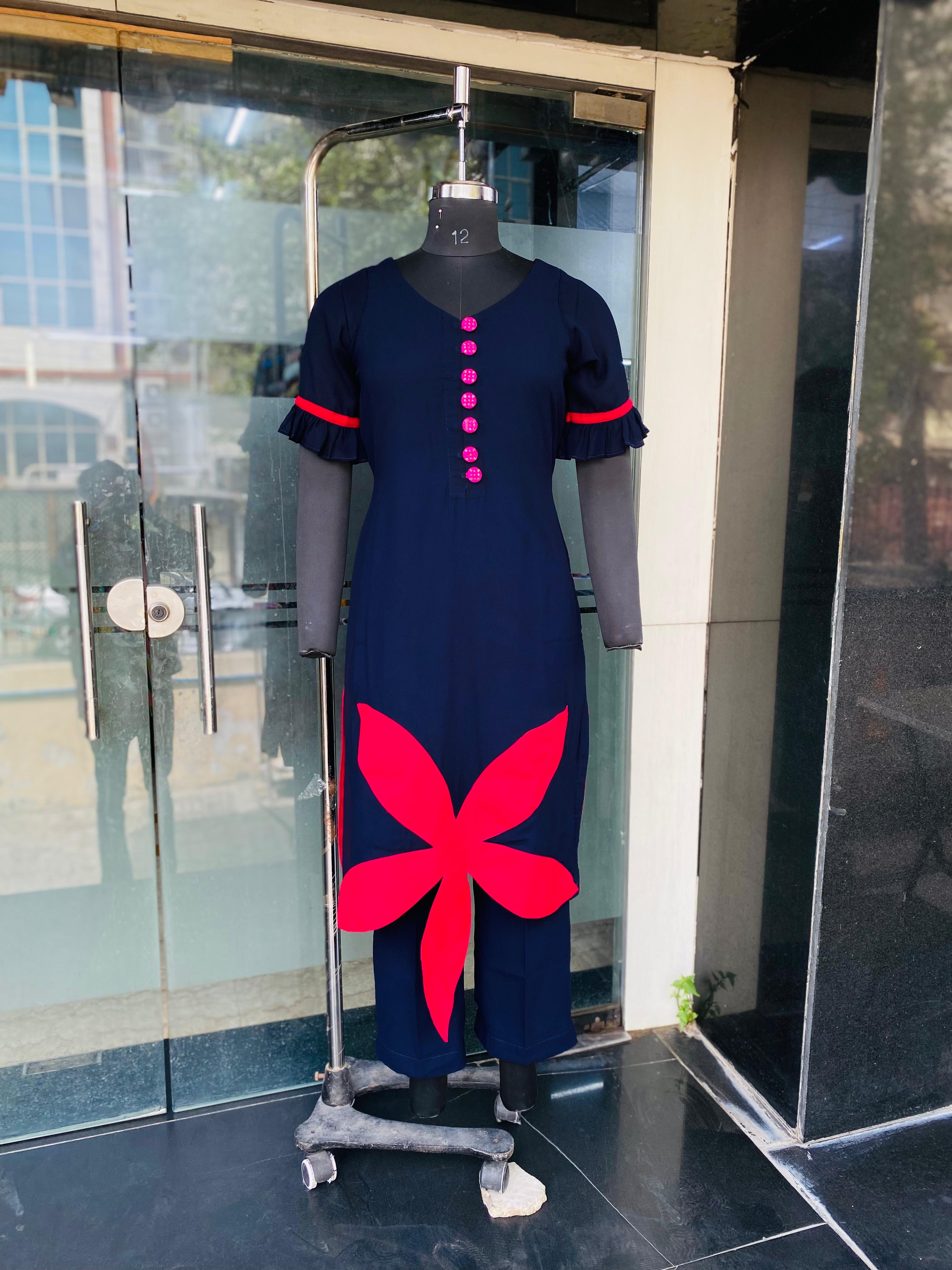 Navy Blue Flower Suit