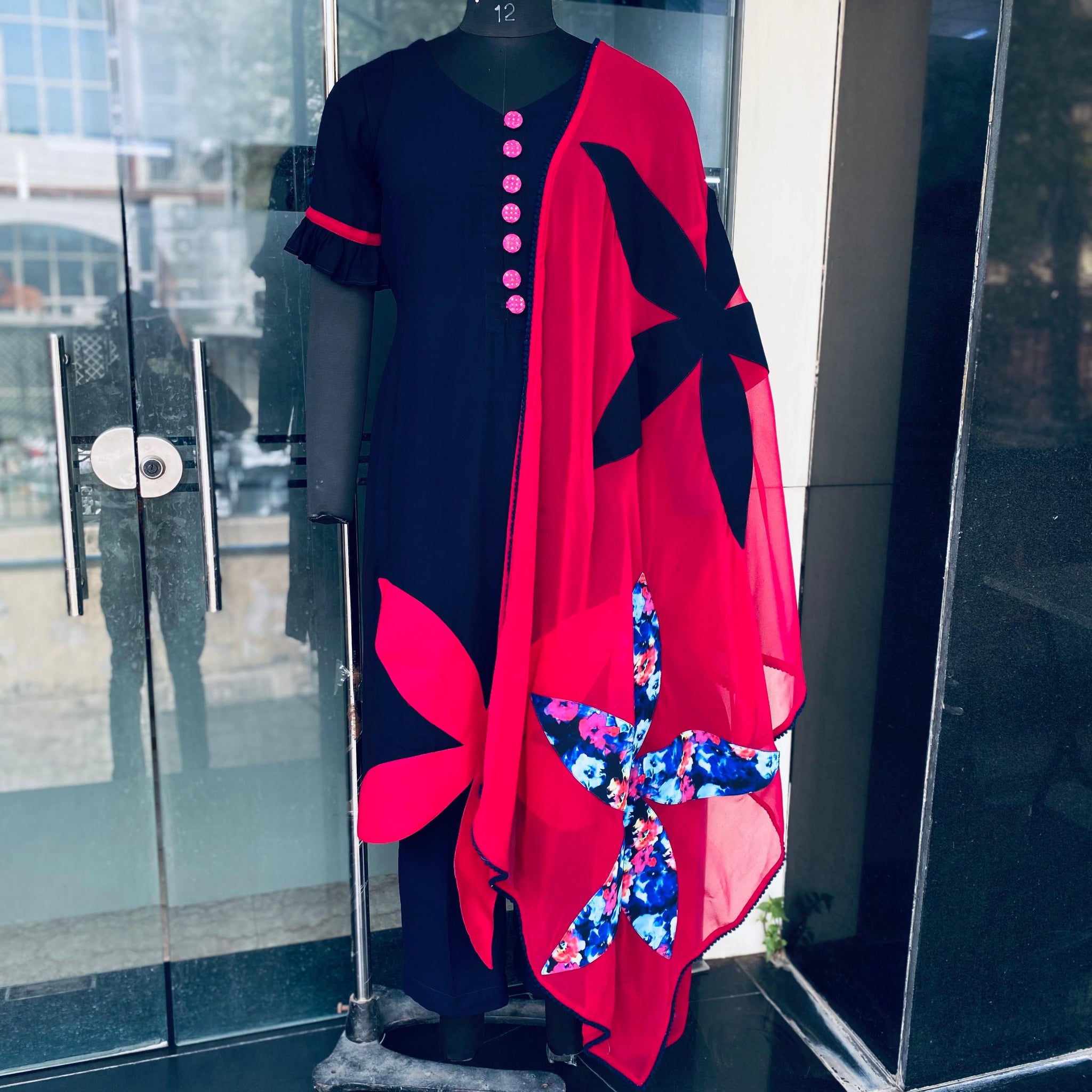 Navy Blue Flower Suit