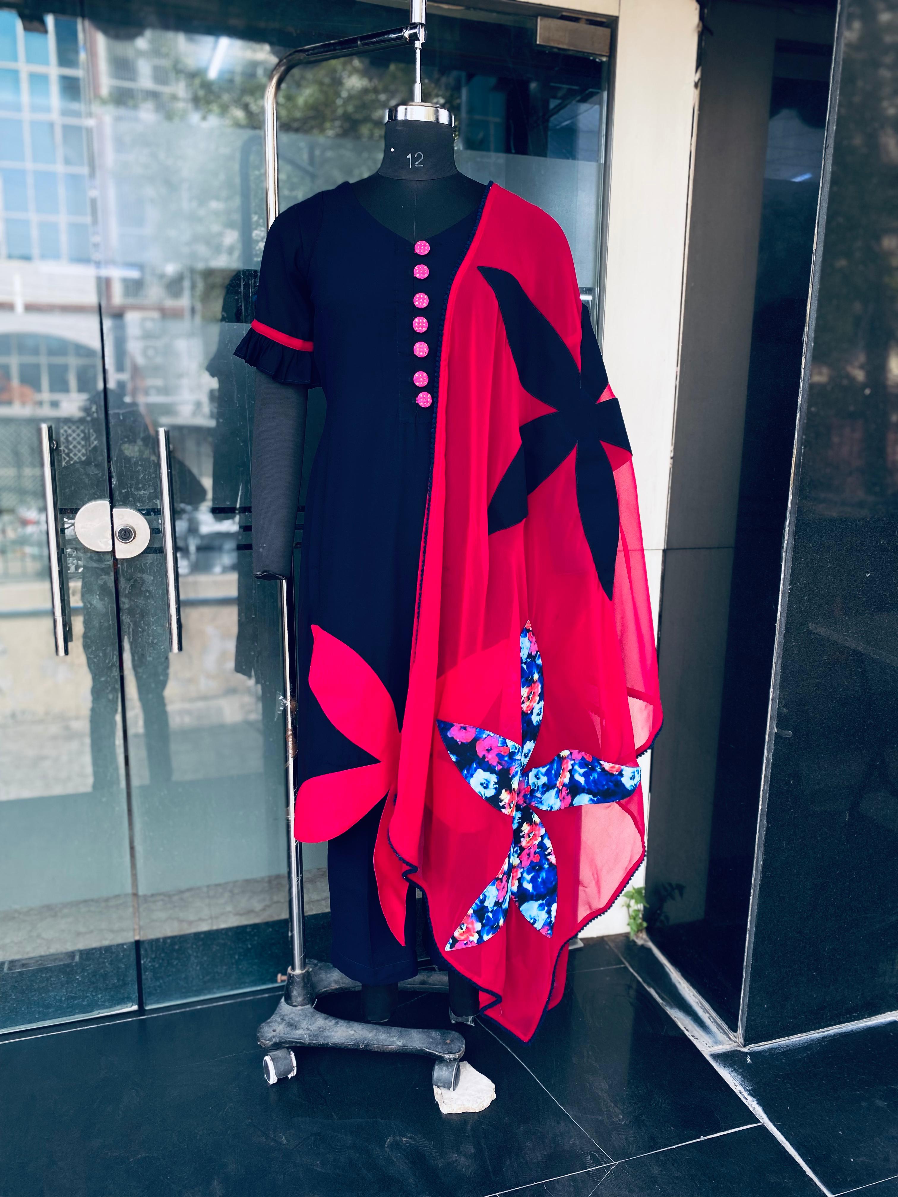 Navy Blue Flower Suit