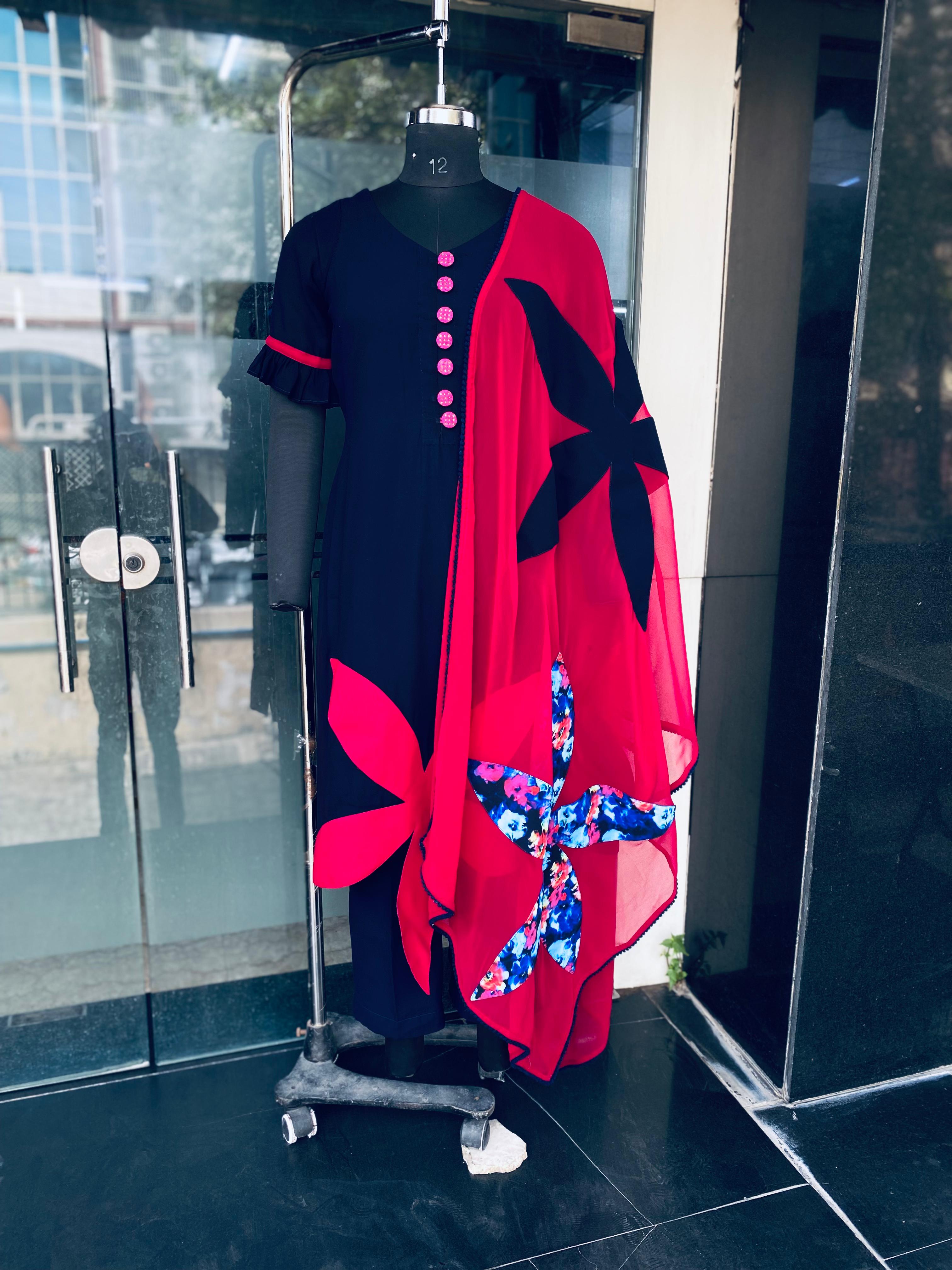 Navy Blue Flower Suit