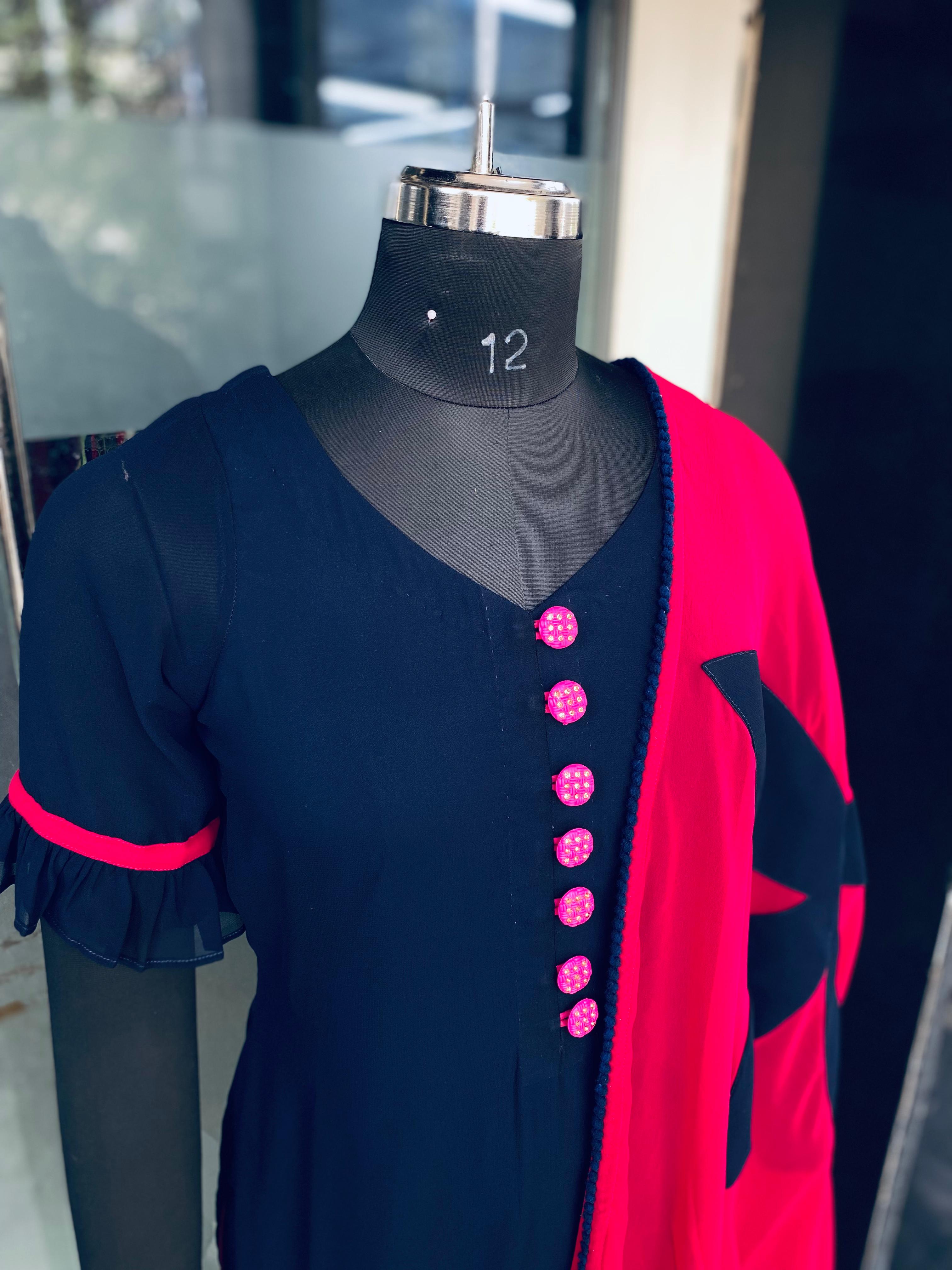 Navy Blue Flower Suit