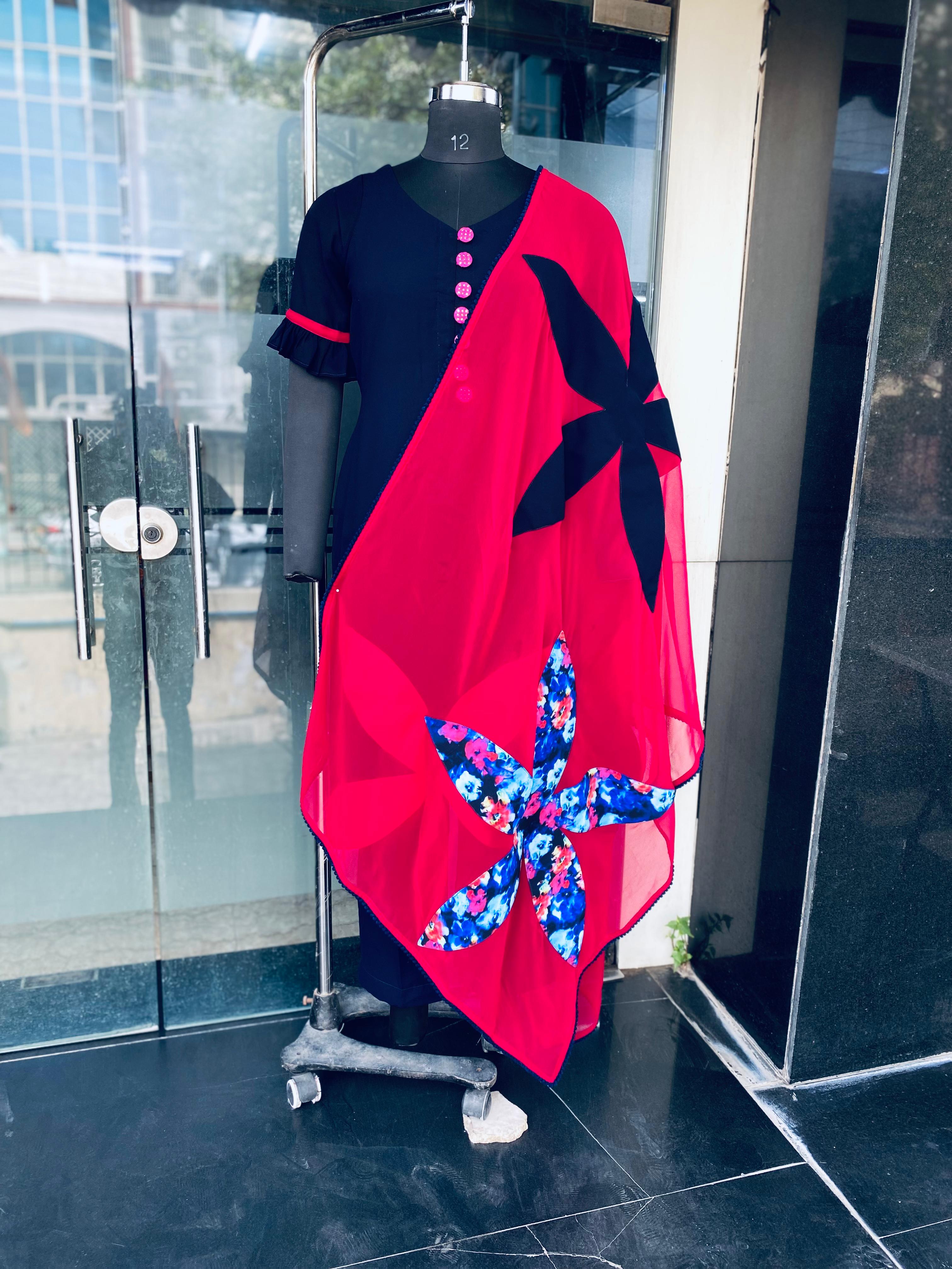 Navy Blue Flower Suit