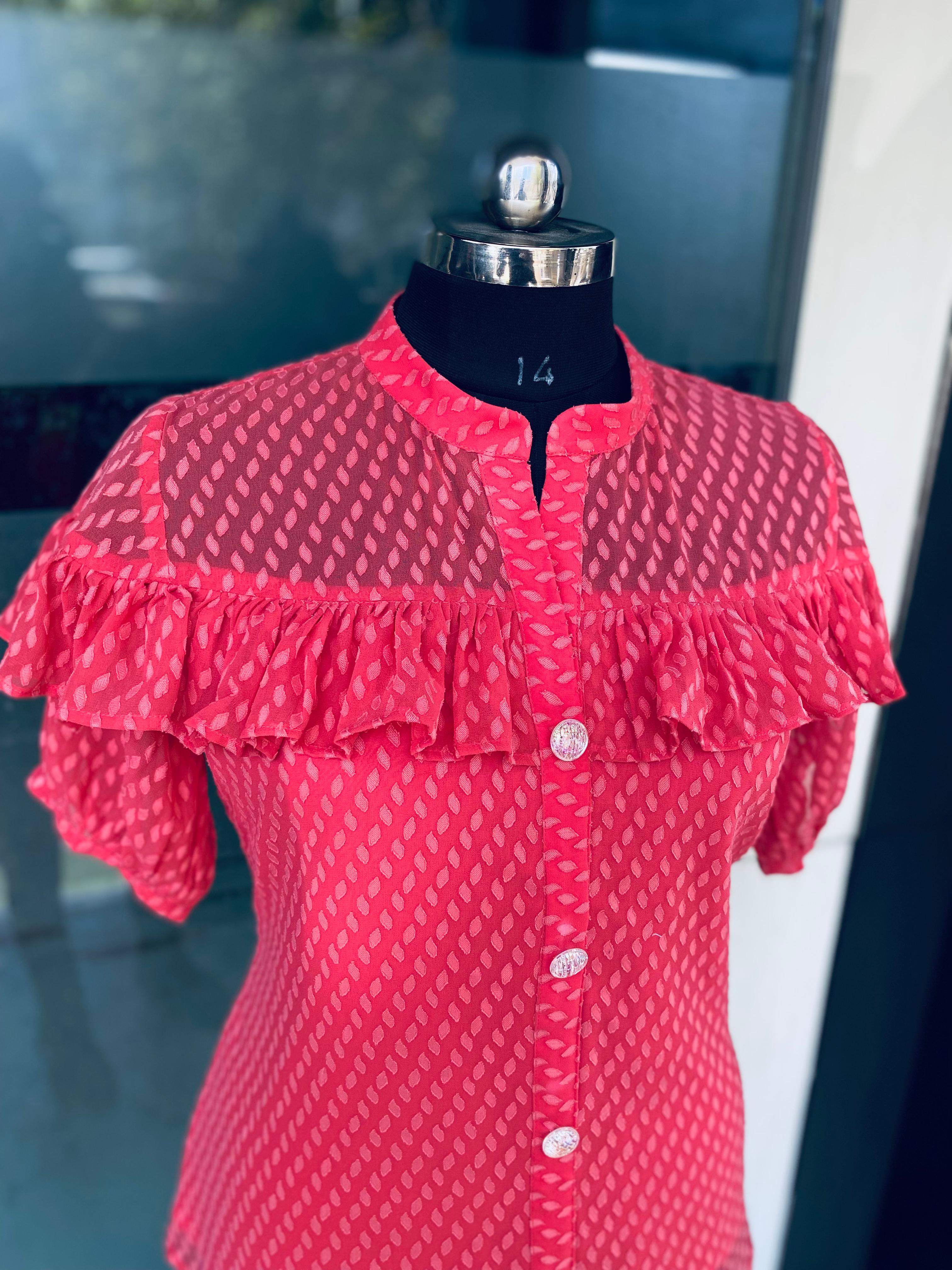 Carrot Pink Sheer Shirt