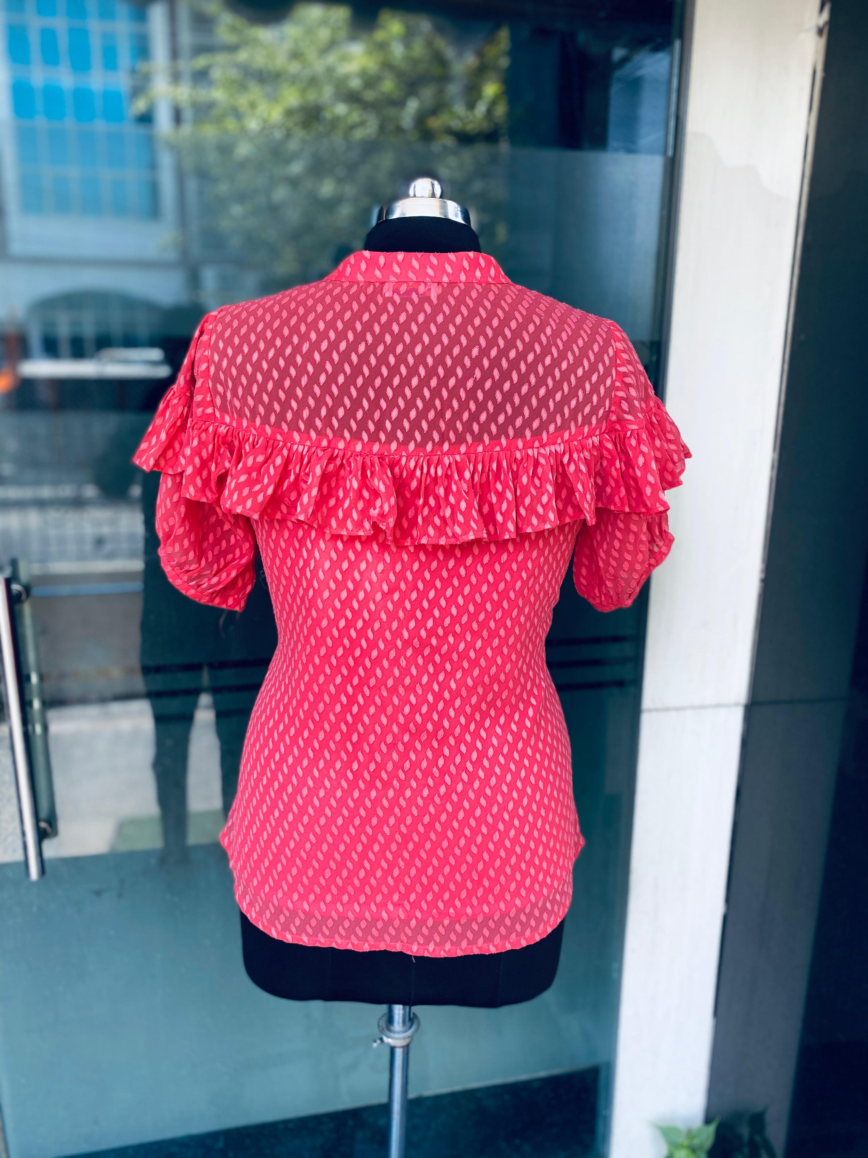 Carrot Pink Sheer Shirt