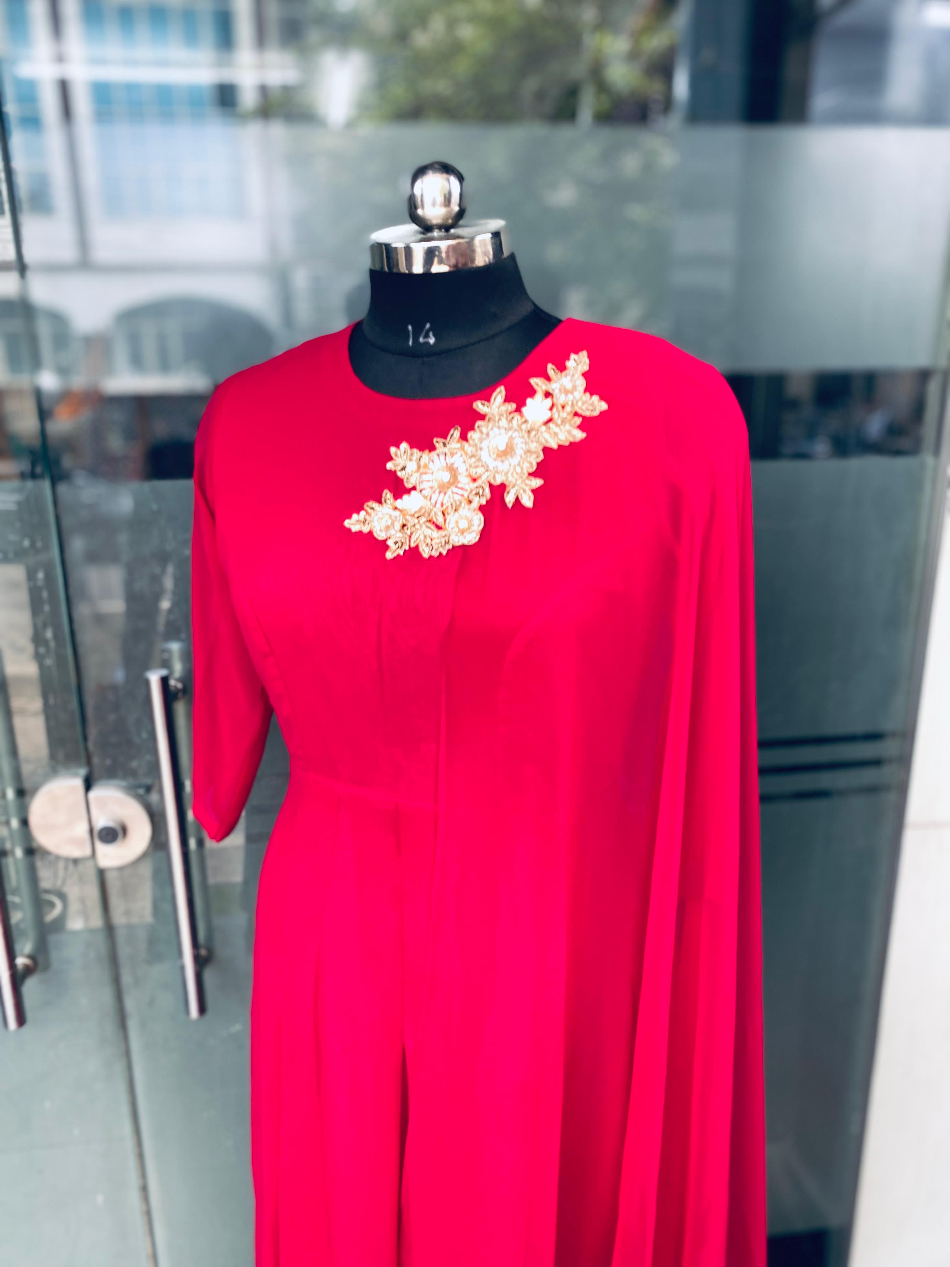 Hot Pink Georgette Gown